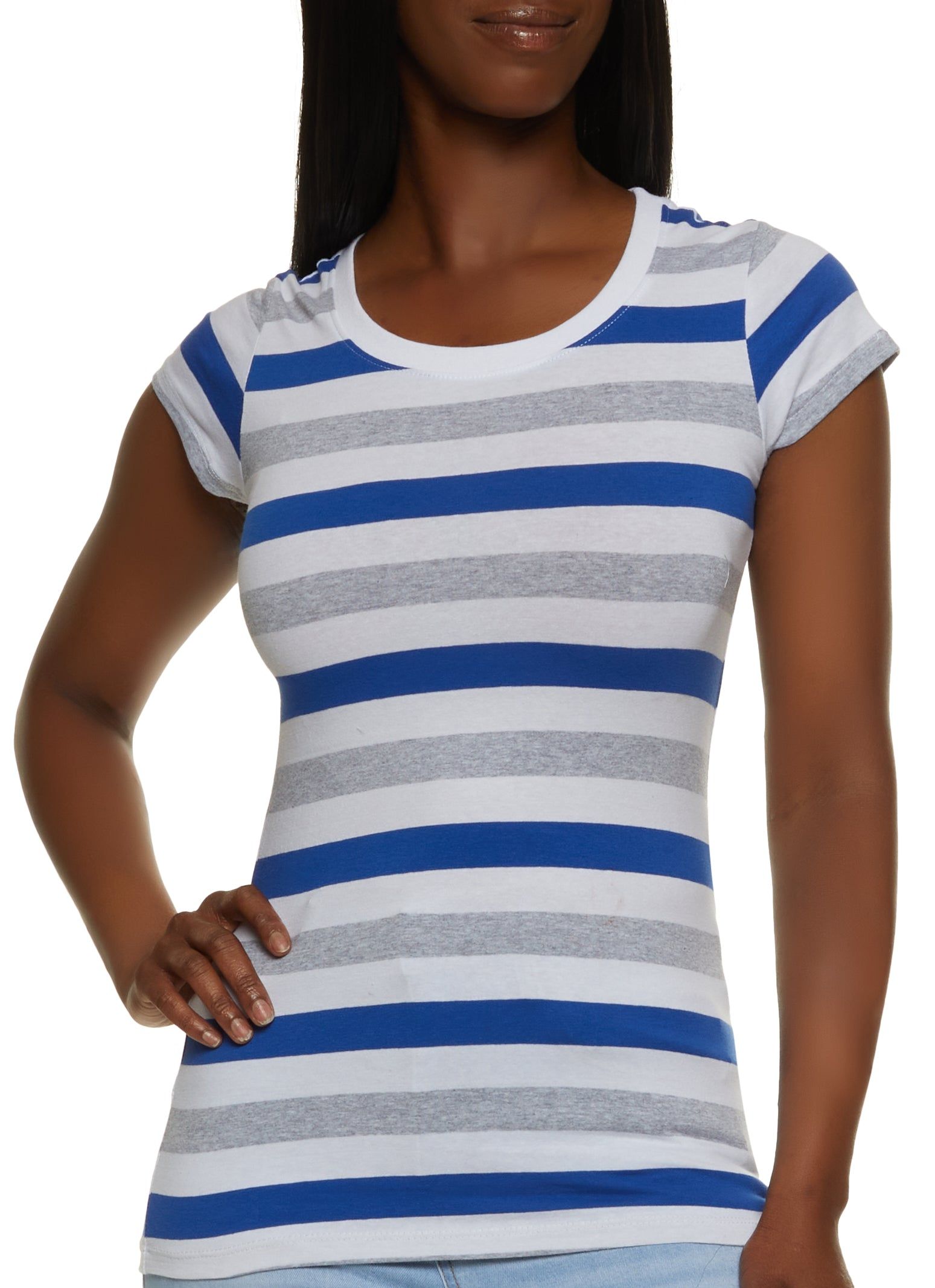 Basic Stripe Crew Neck Tee sold by Rainbow