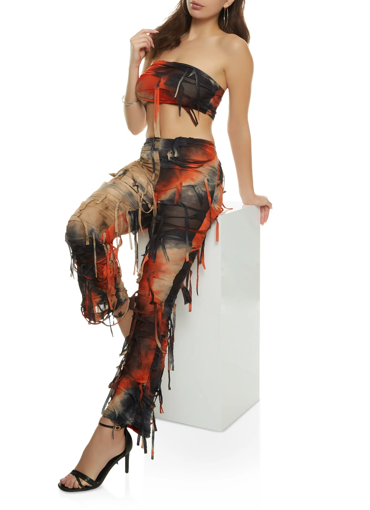 Distressed Bandeau Crop Top sold by Rainbow product image thumbnail 2