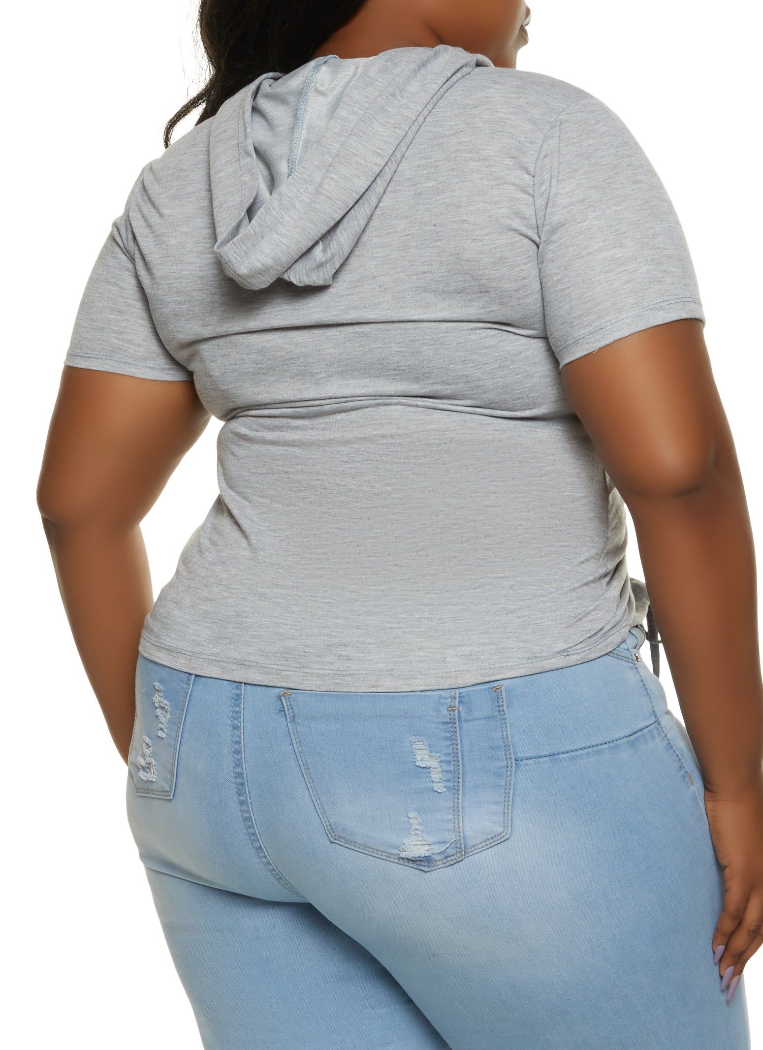 Plus Size Always Grateful Ruched Front Hooded Top sold by Rainbow product image thumbnail 2