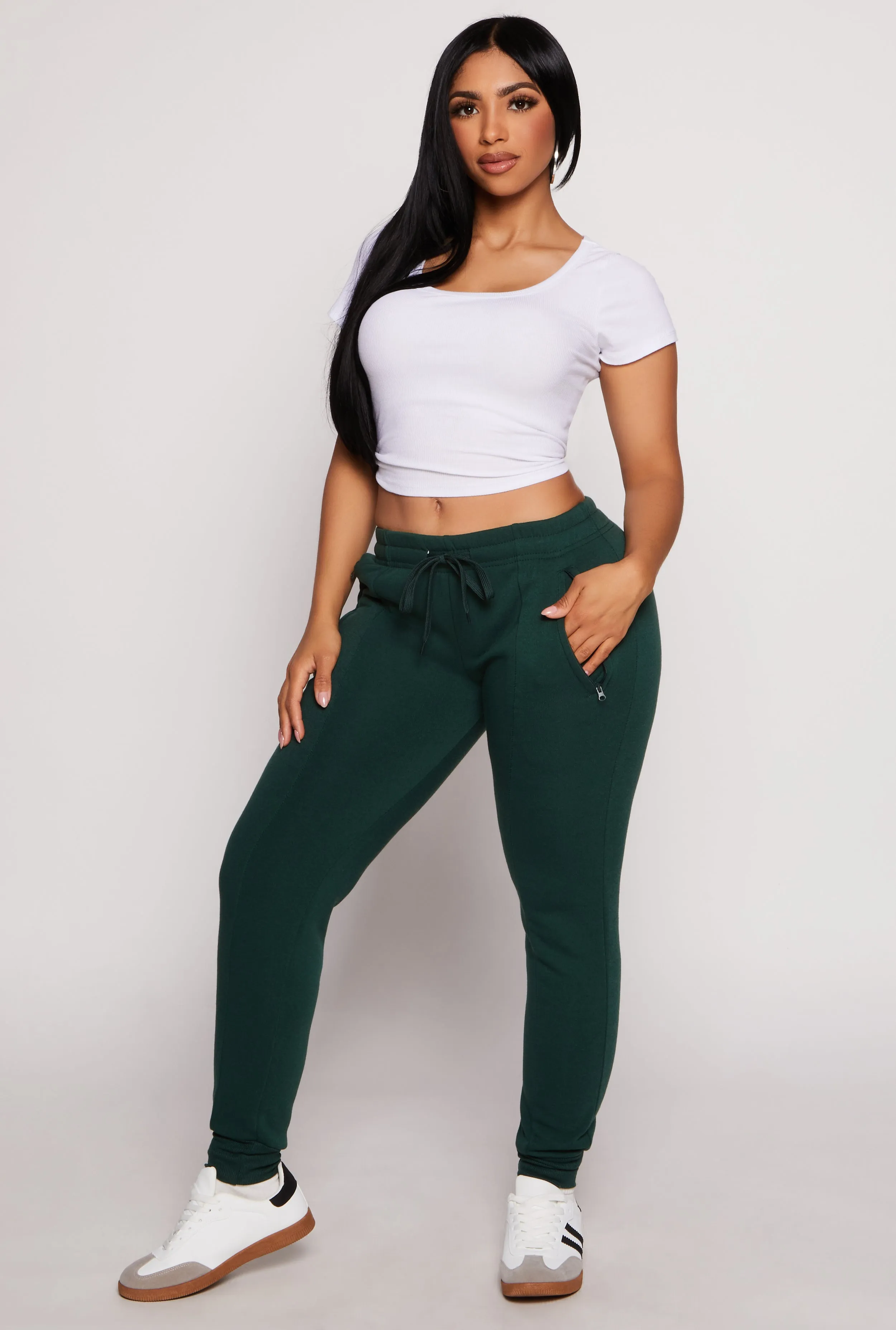 Fleece Pintuck Drawstring High Waist Joggers sold by Rainbow