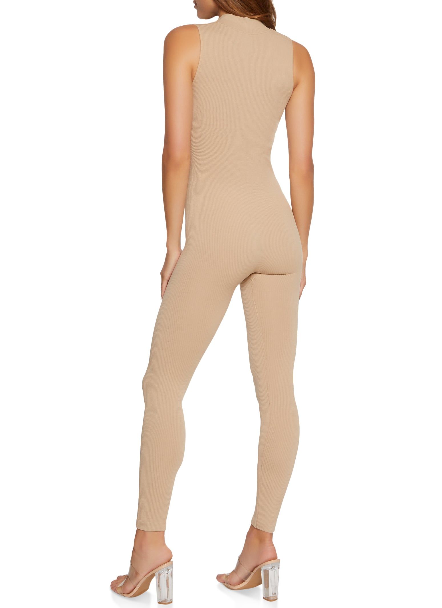 Sleeveless Mock Neck Zip Front Jumpsuit sold by Rainbow product image thumbnail 2