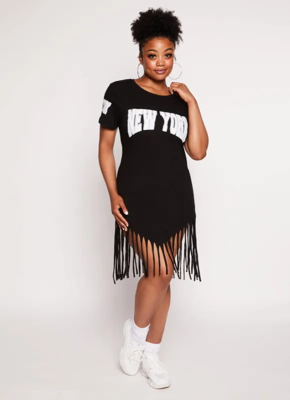 Plus Size New York Fringe T Shirt Dress sold by Rainbow