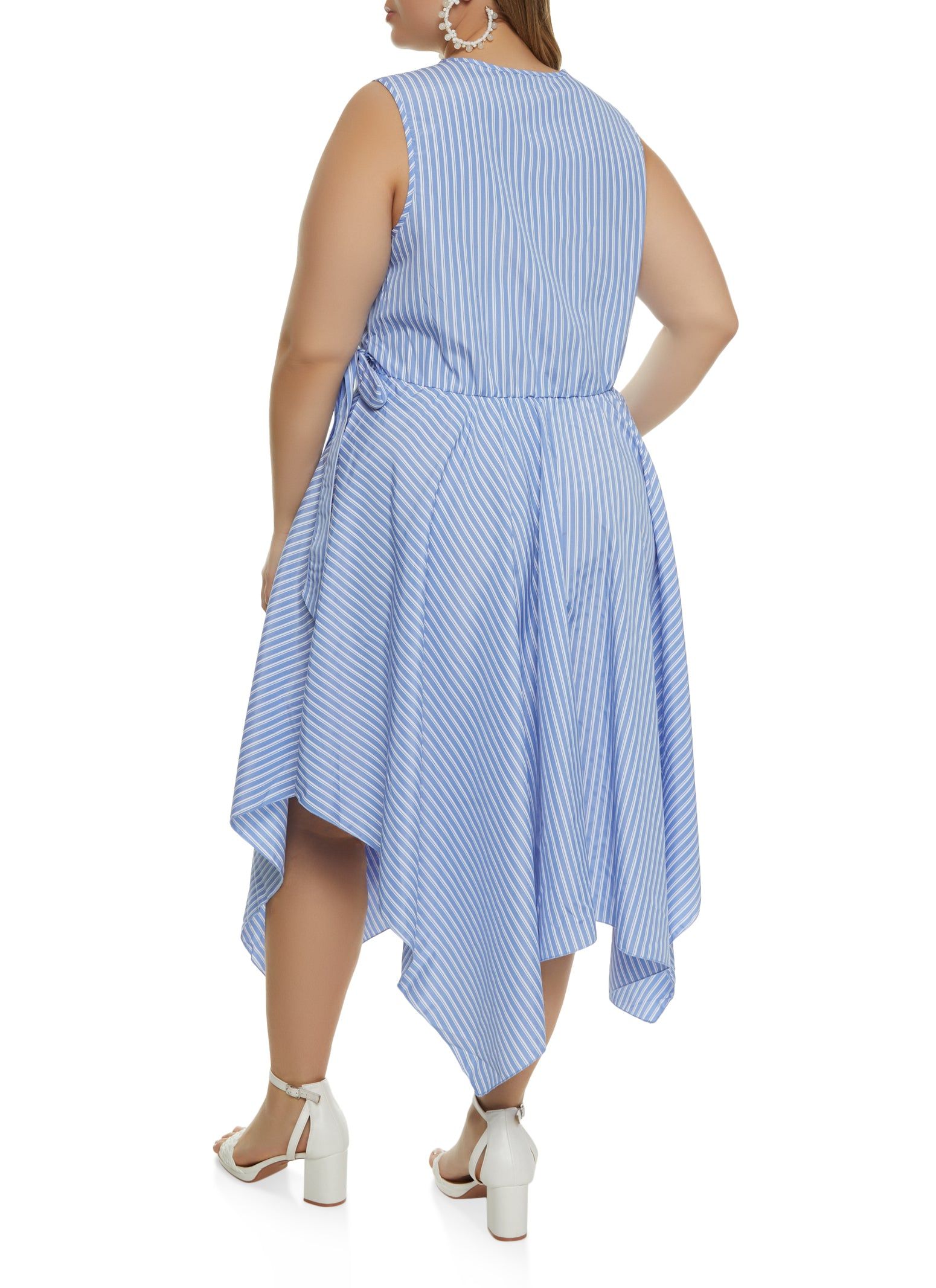 Plus Size Sleeveless Striped Faux Wrap Dress sold by Rainbow product image thumbnail 3