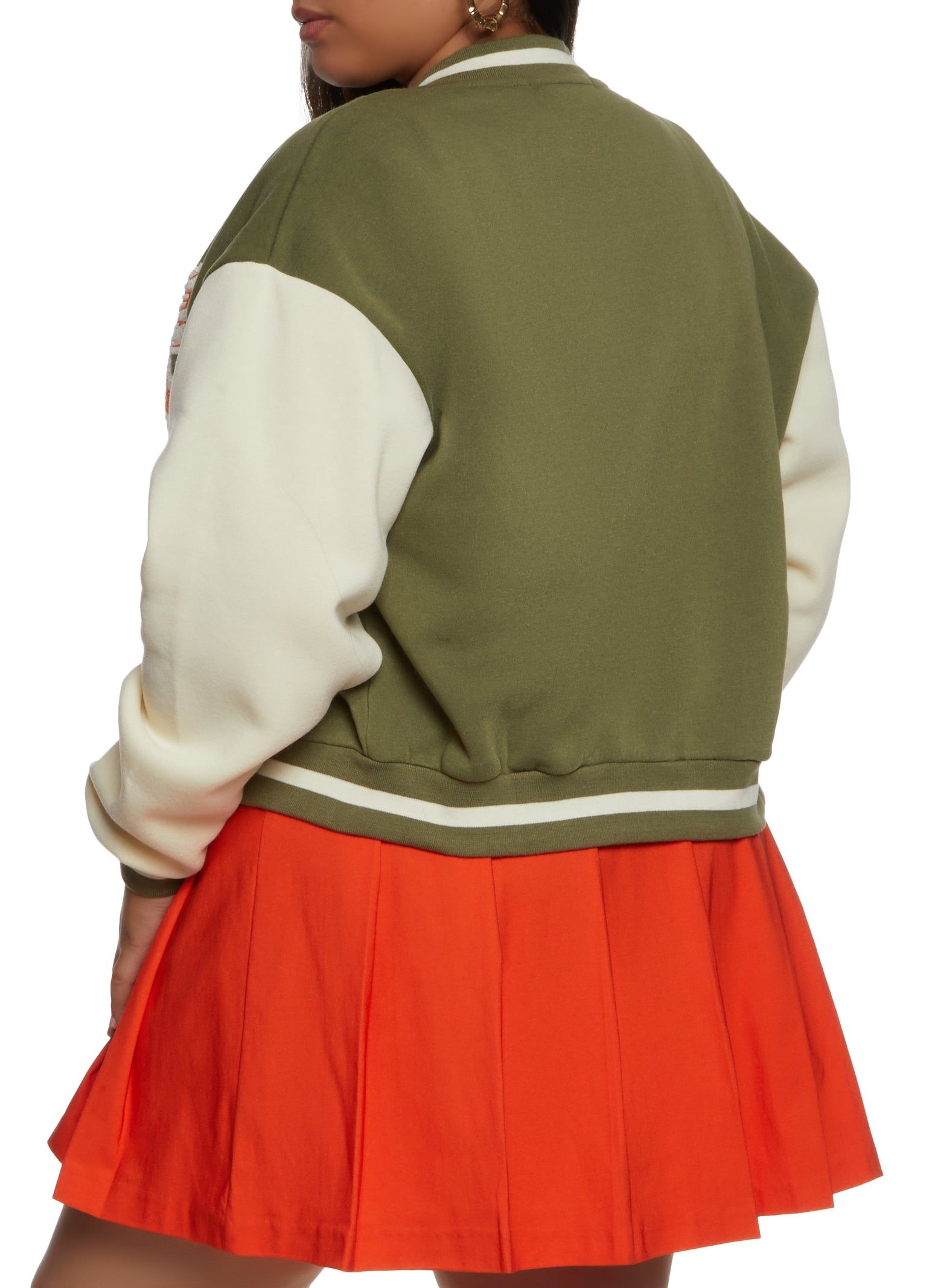 Plus Size A Initial Chenille Patch Varsity Jacket sold by Rainbow product image thumbnail 3