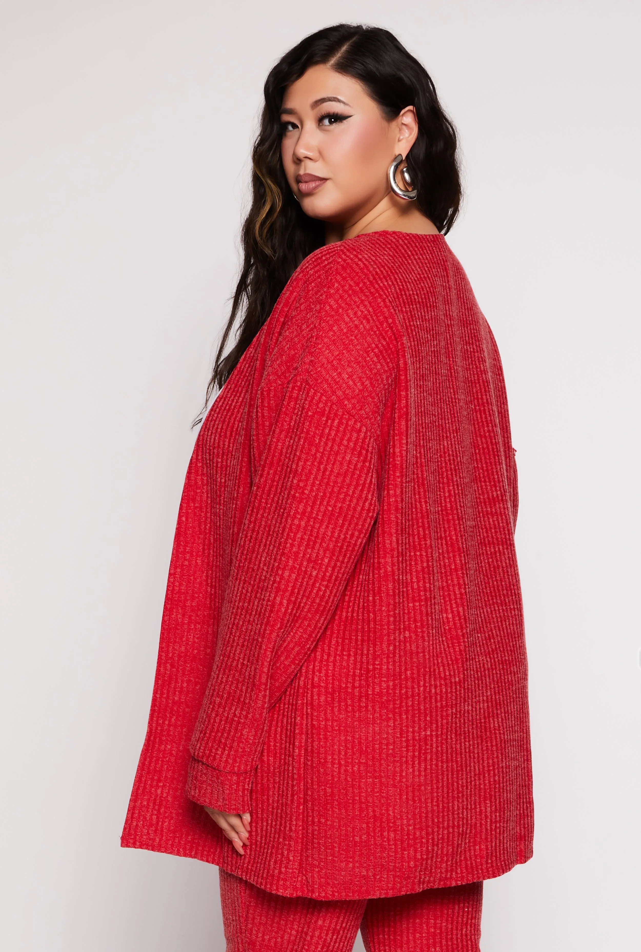 Plus Size Ribbed Open Front Cardigan sold by Rainbow product image thumbnail 3