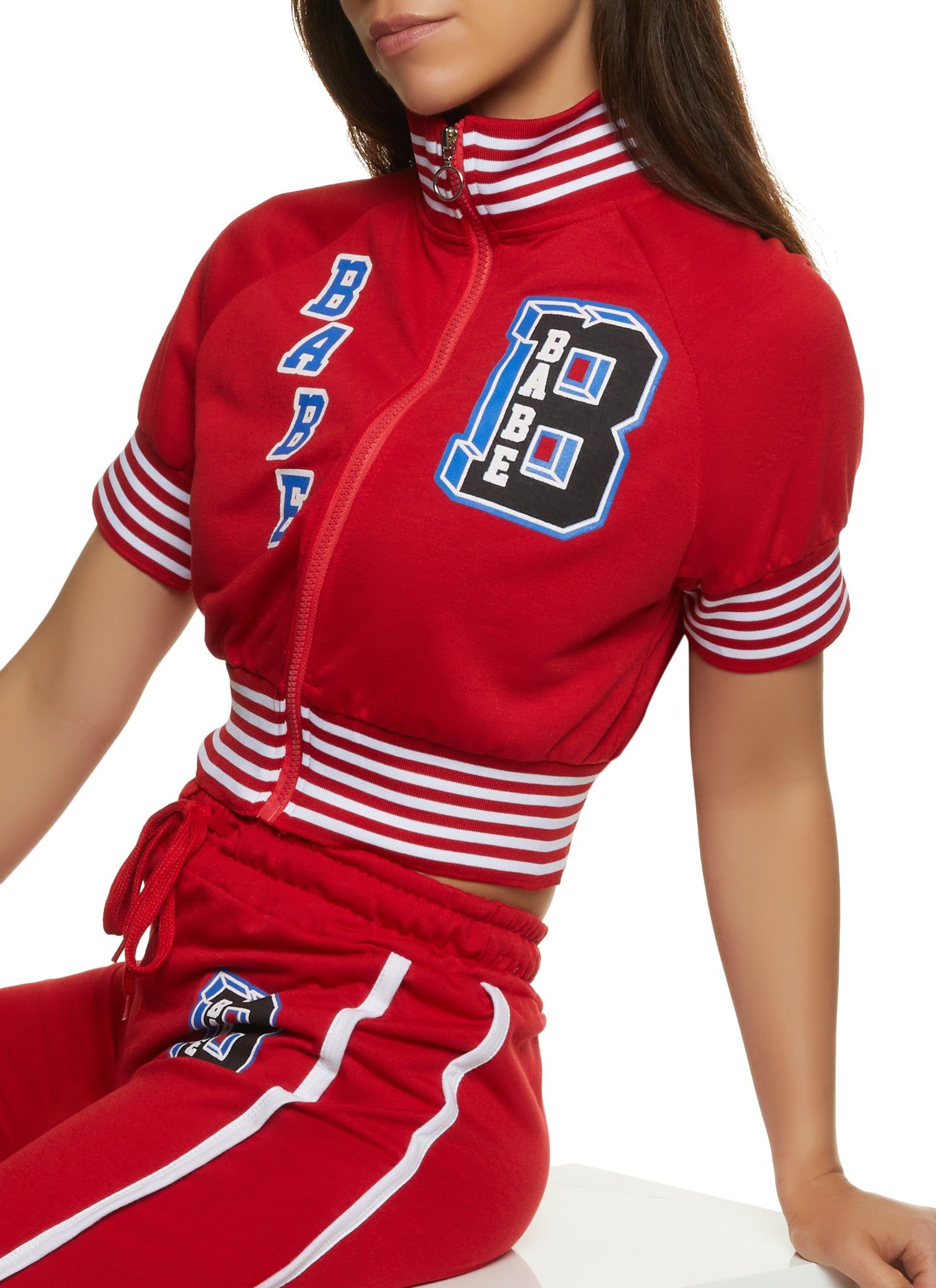 Graphic Patch Zip Up Varsity Sweatshirt sold by Rainbow