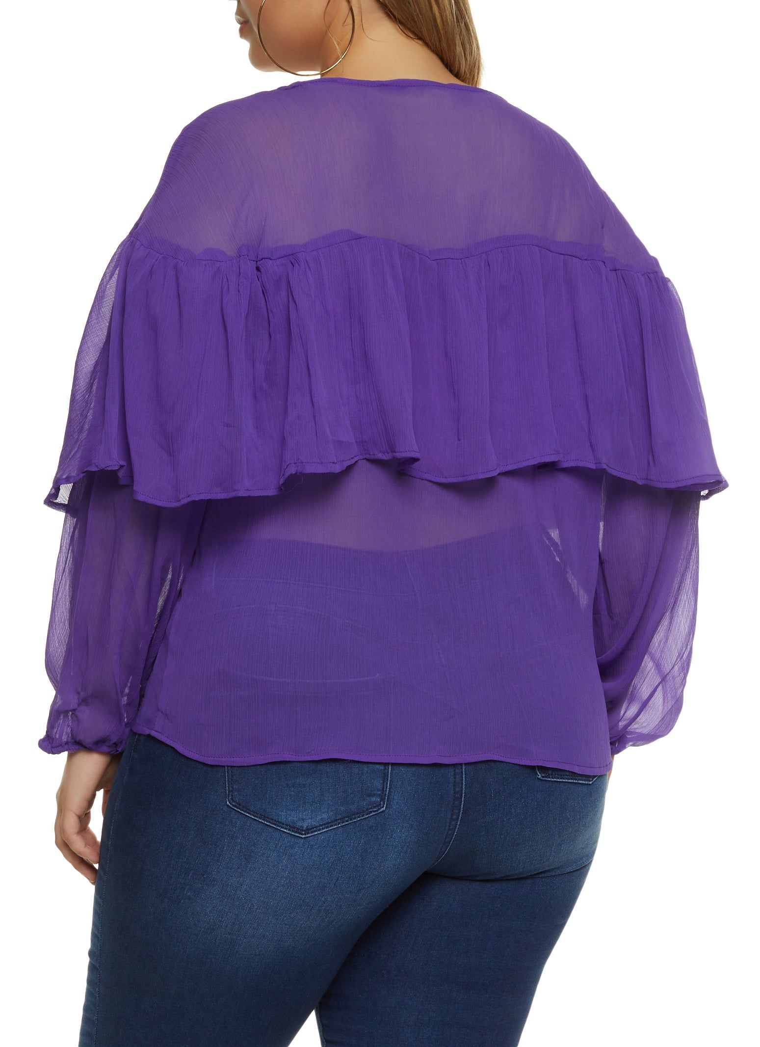 Plus Size Knot Detail Waterfall Frill Blouse sold by Rainbow product image thumbnail 2