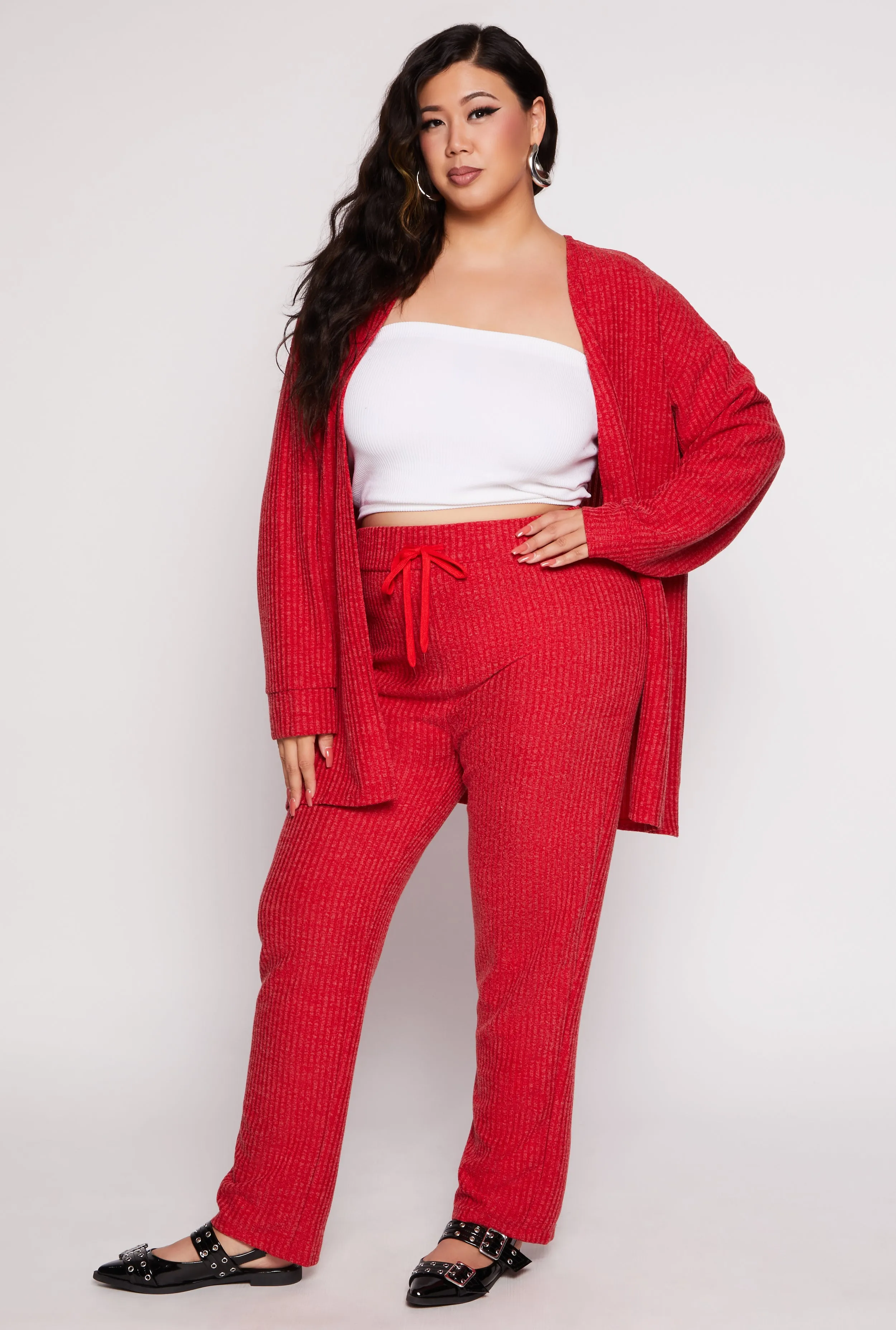Plus Size Ribbed Open Front Cardigan sold by Rainbow product image thumbnail 2