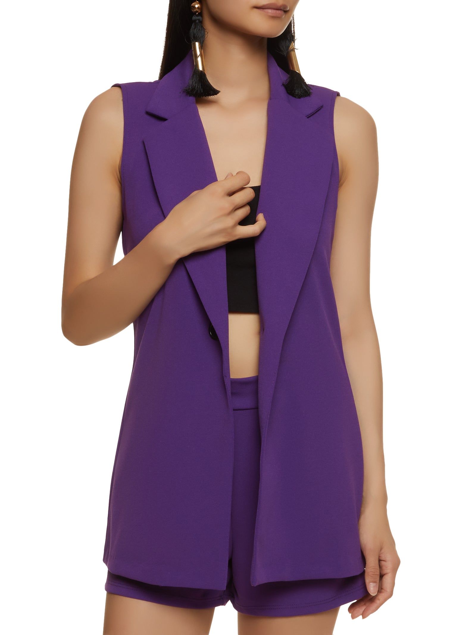 Solid Crepe Knit Blazer Vest sold by Rainbow