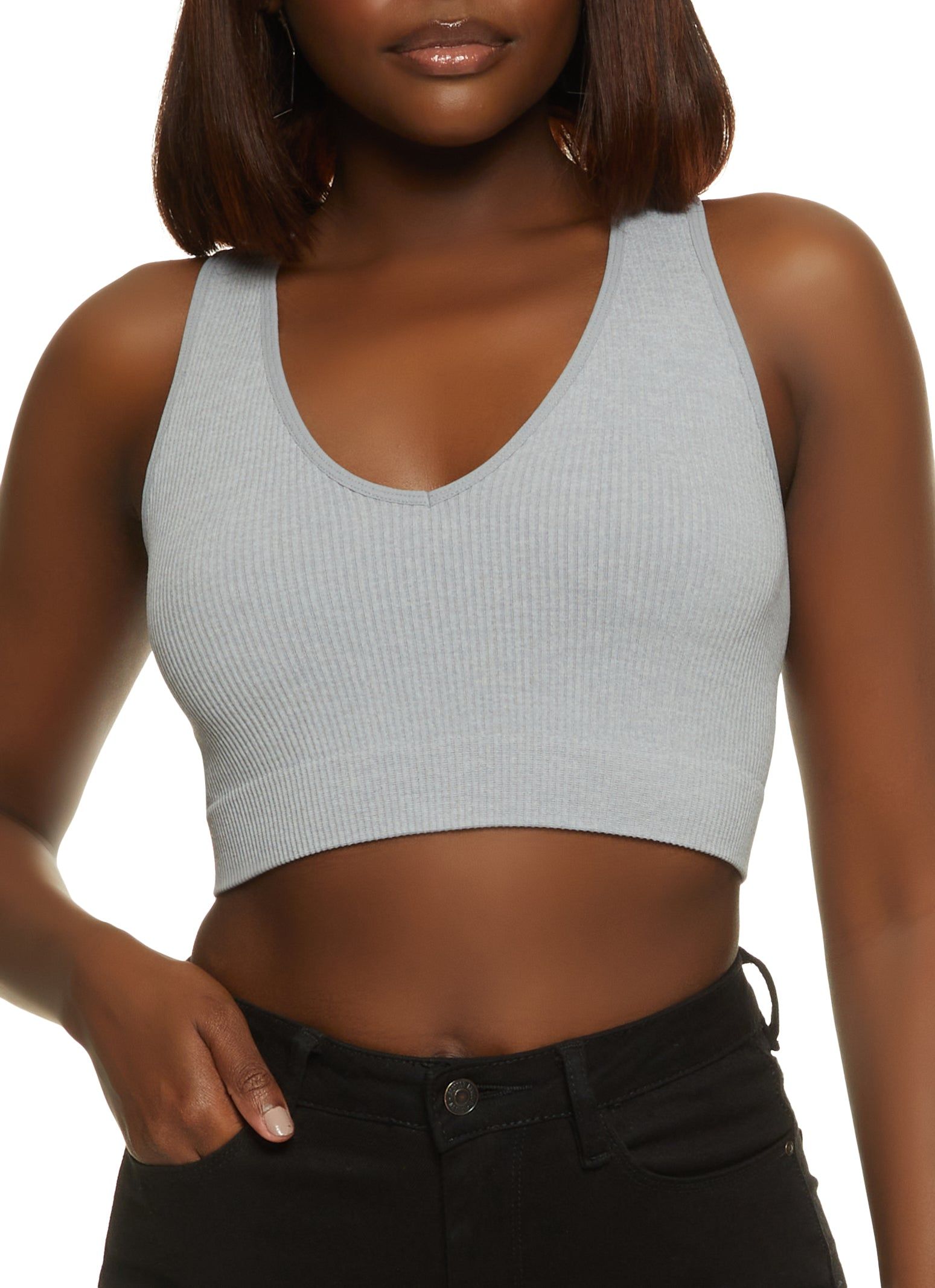 Seamless Compression Rib Cropped Tank Top sold by Rainbow