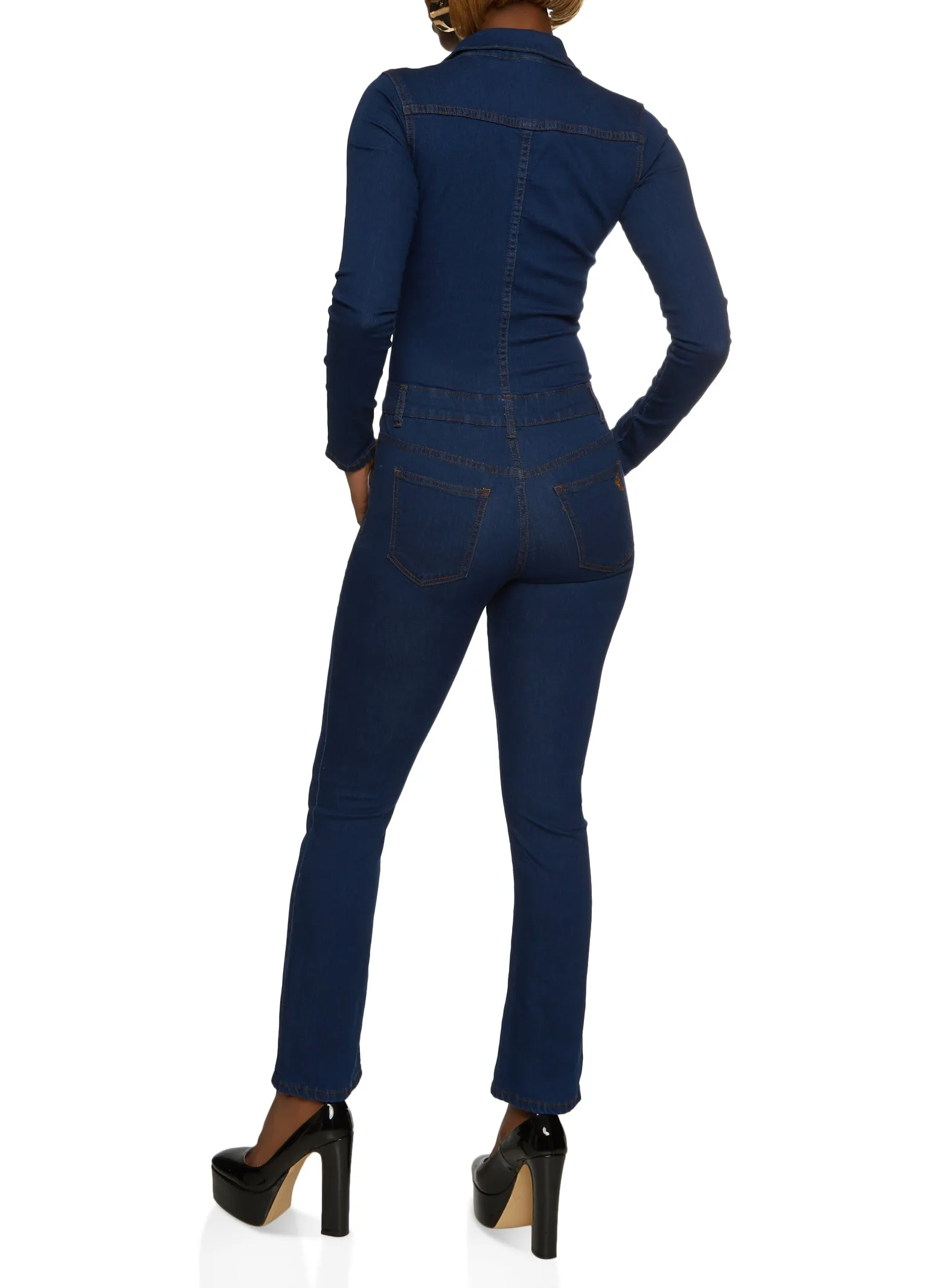 VIP Denim Button Front Long Sleeve Jumpsuit sold by Rainbow product image thumbnail 2