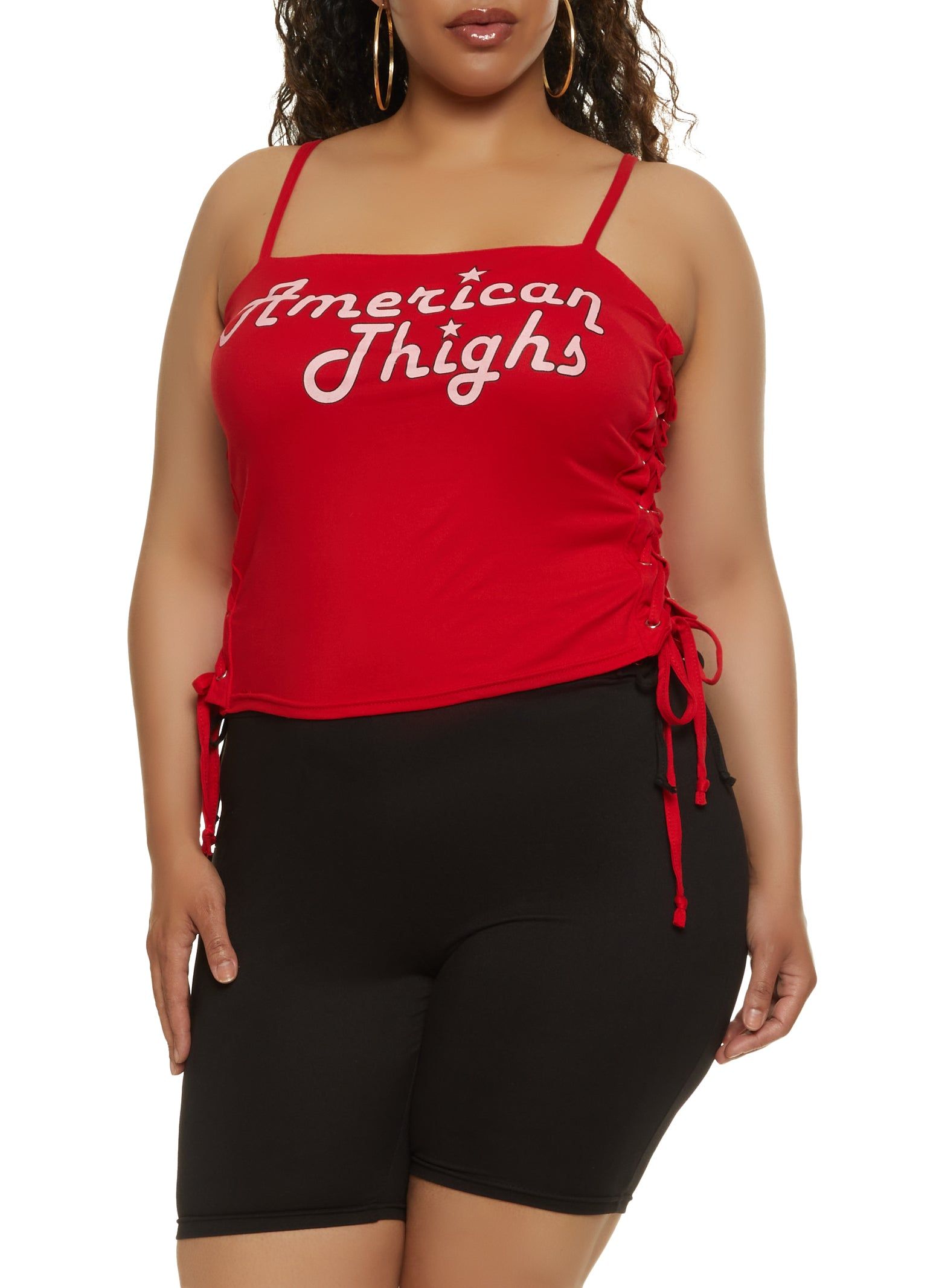 Plus Size American Thighs Lace Up Side Tank Top sold by Rainbow product image thumbnail 2