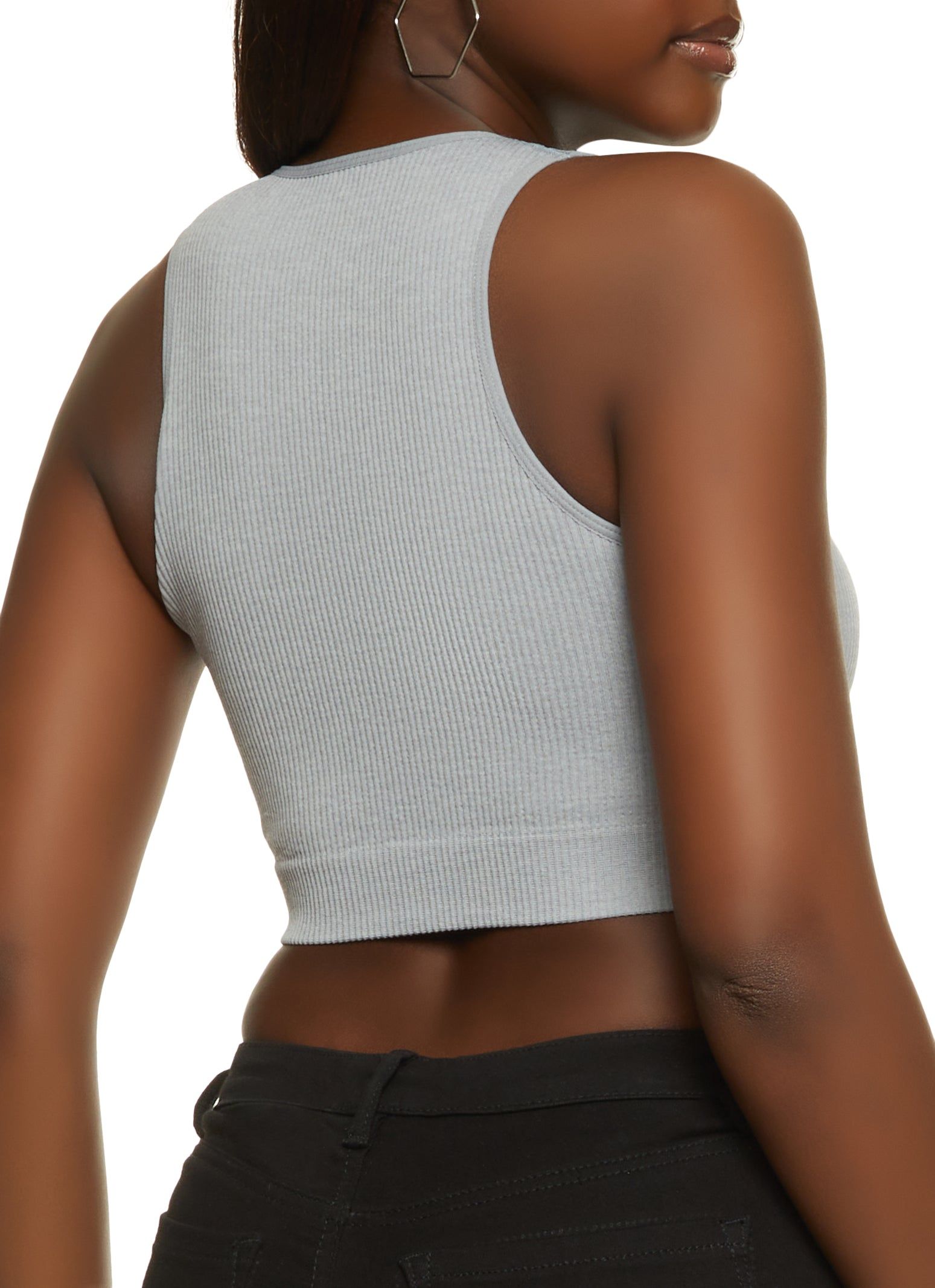 Seamless Compression Rib Cropped Tank Top sold by Rainbow product image thumbnail 2