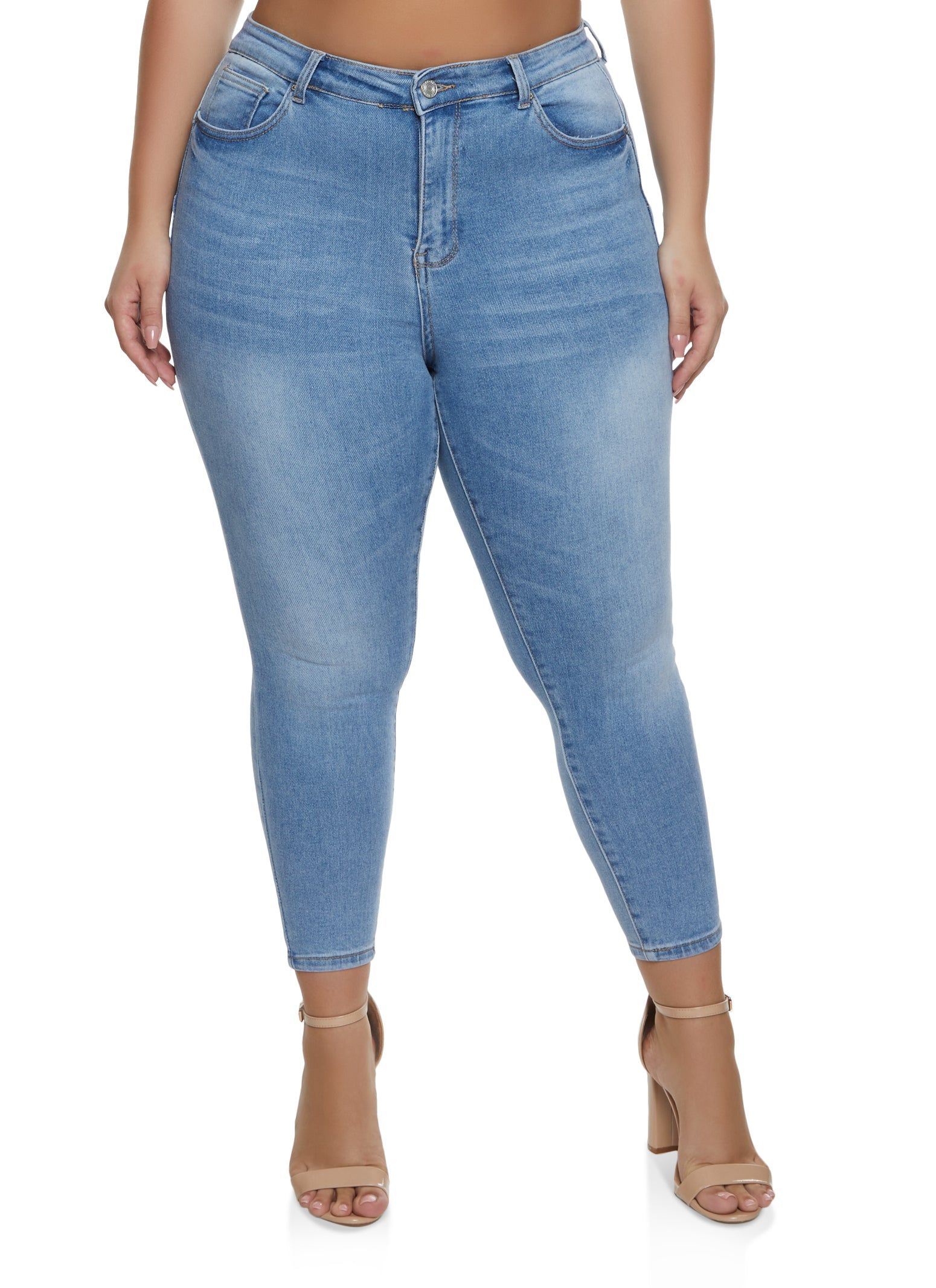 Plus Size WAX Whiskered High Waist Skinny Jeans sold by Rainbow