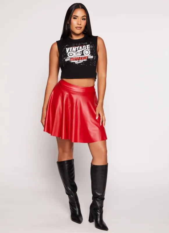 Faux Leather Mini Skater Skirt made by Rainbow