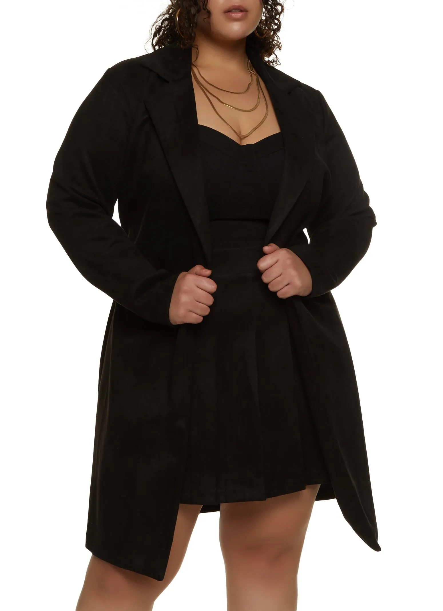 Plus Size Faux Suede Belted Wrap Coat sold by Rainbow