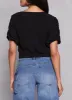 Puff Sleeve Cut Out Button Front Top sold by Rainbow