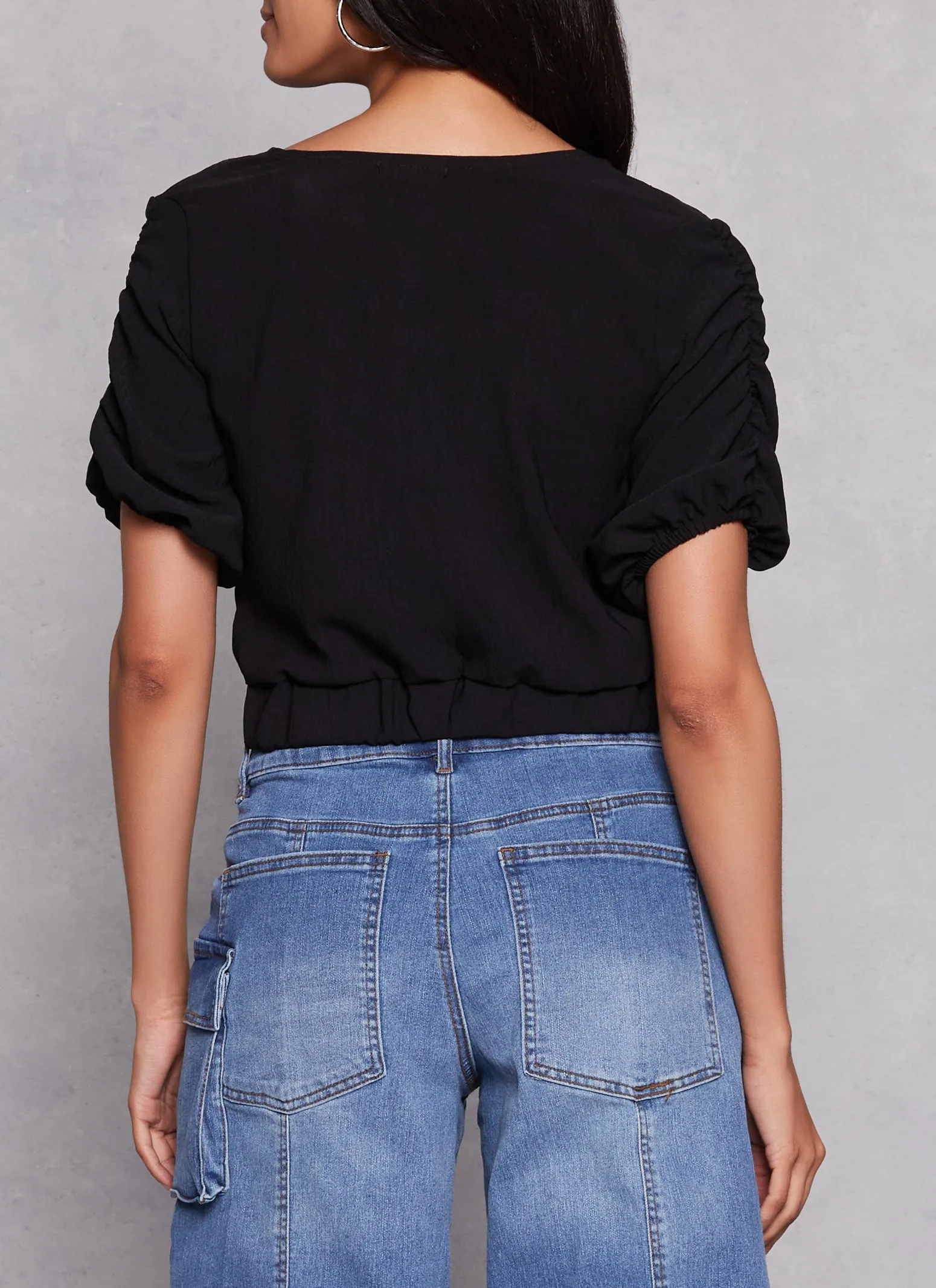 Puff Sleeve Cut Out Button Front Top sold by Rainbow product image thumbnail 3