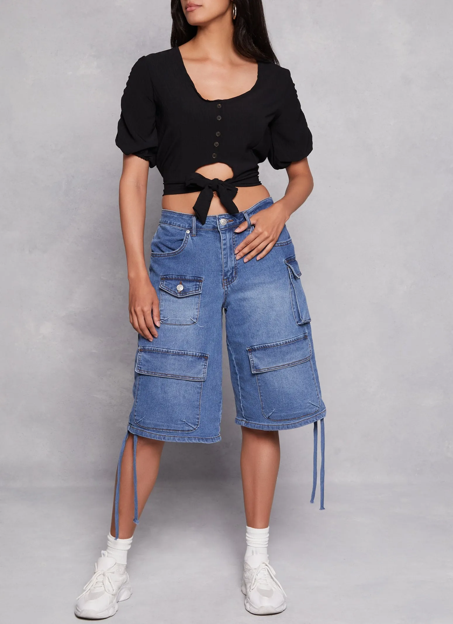 Puff Sleeve Cut Out Button Front Top sold by Rainbow product image thumbnail 2