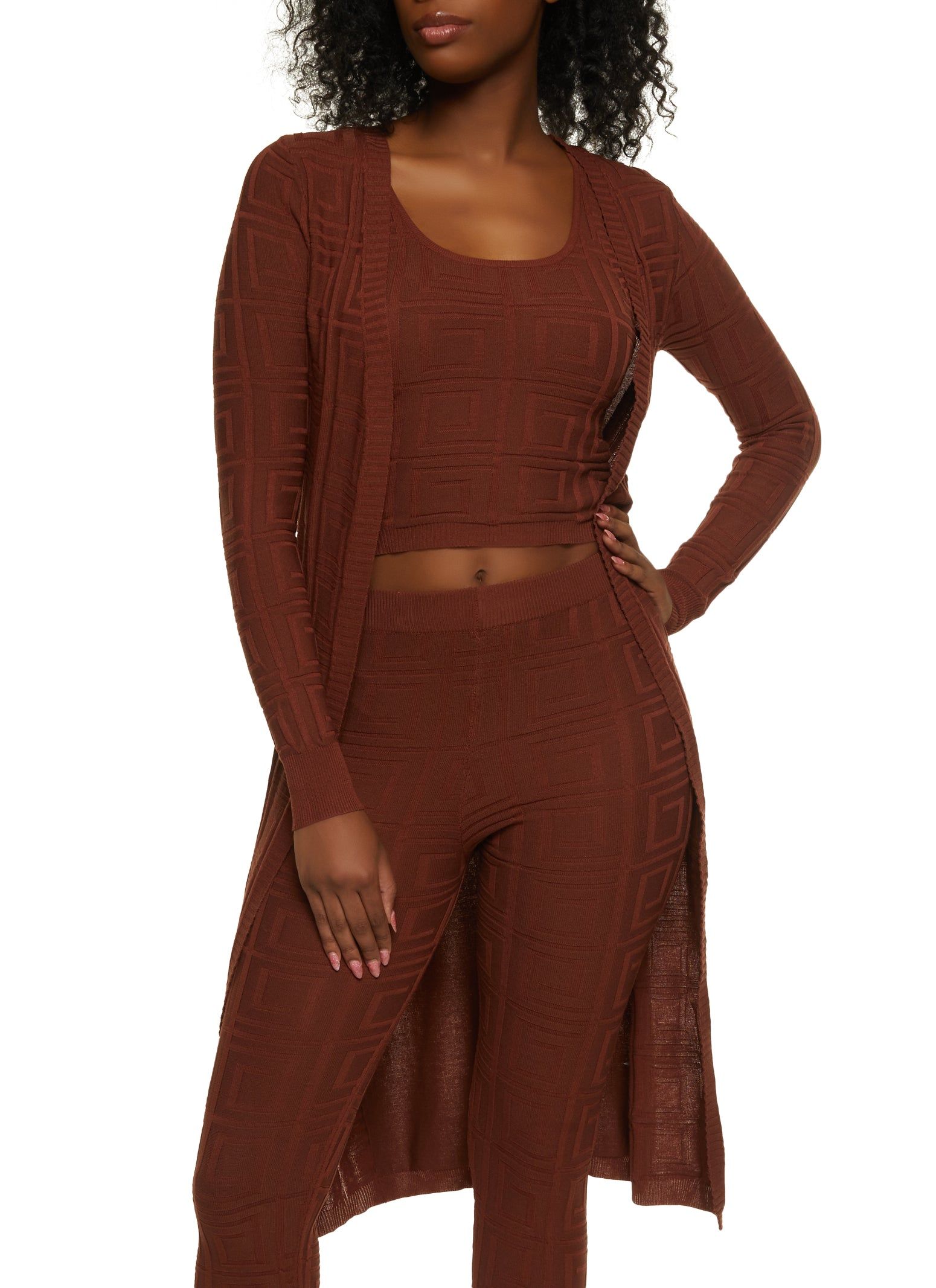 Textured Knit Greek Key Duster sold by Rainbow