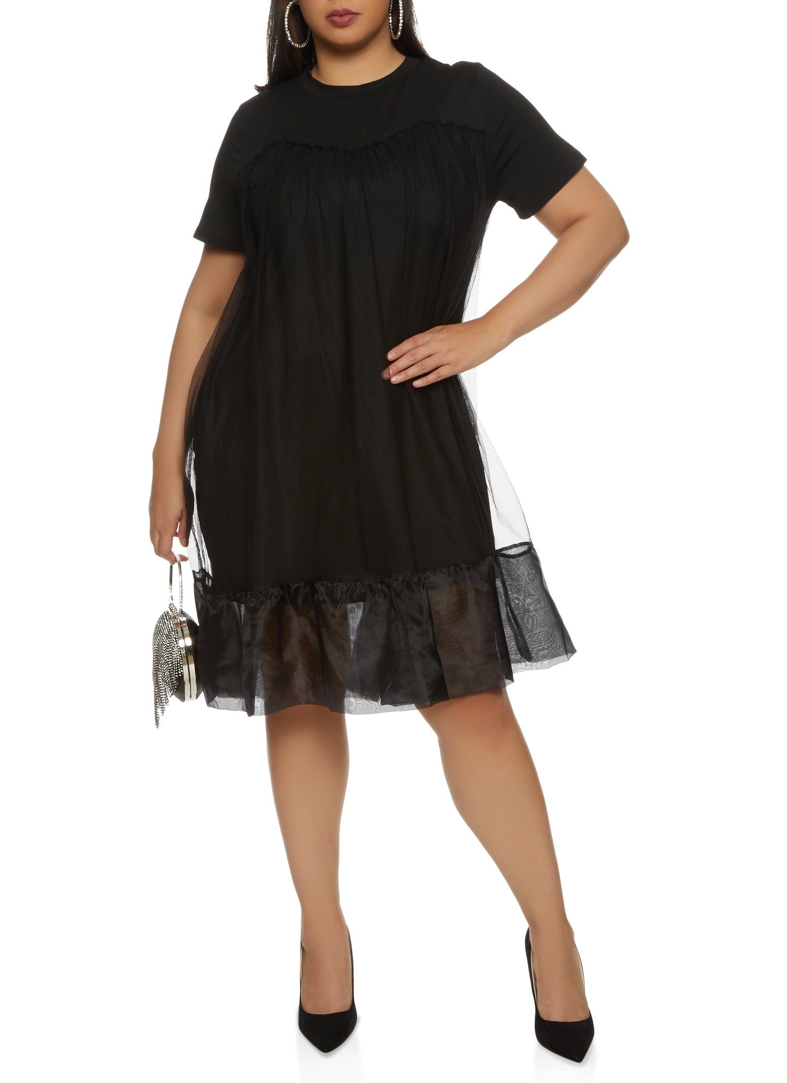 Plus Size Organza Hem Tulle Midi Shift Dress sold by Rainbow product image thumbnail 2