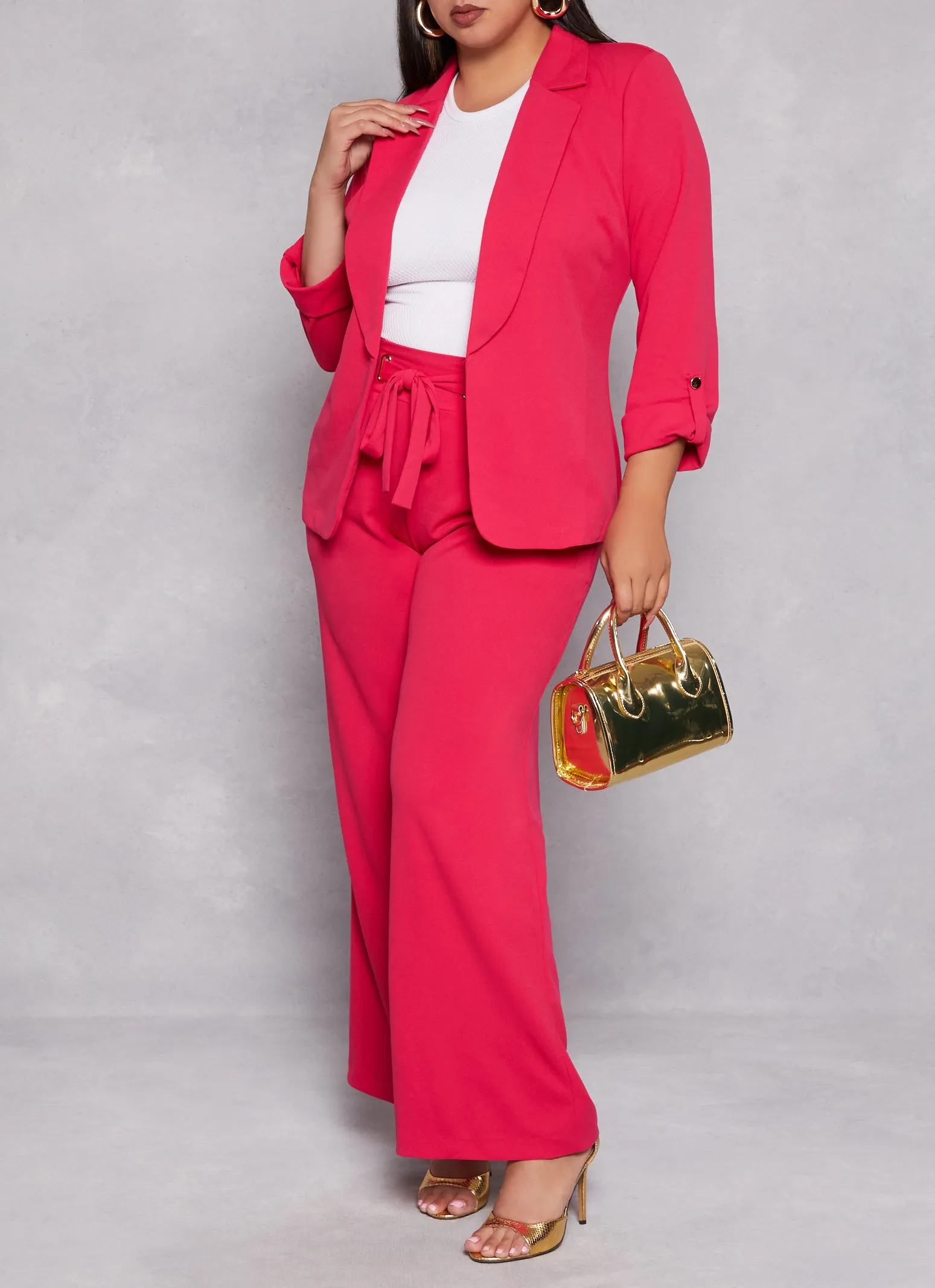 Plus Size Crepe Knit Fixed Cuff Blazer sold by Rainbow product image thumbnail 2