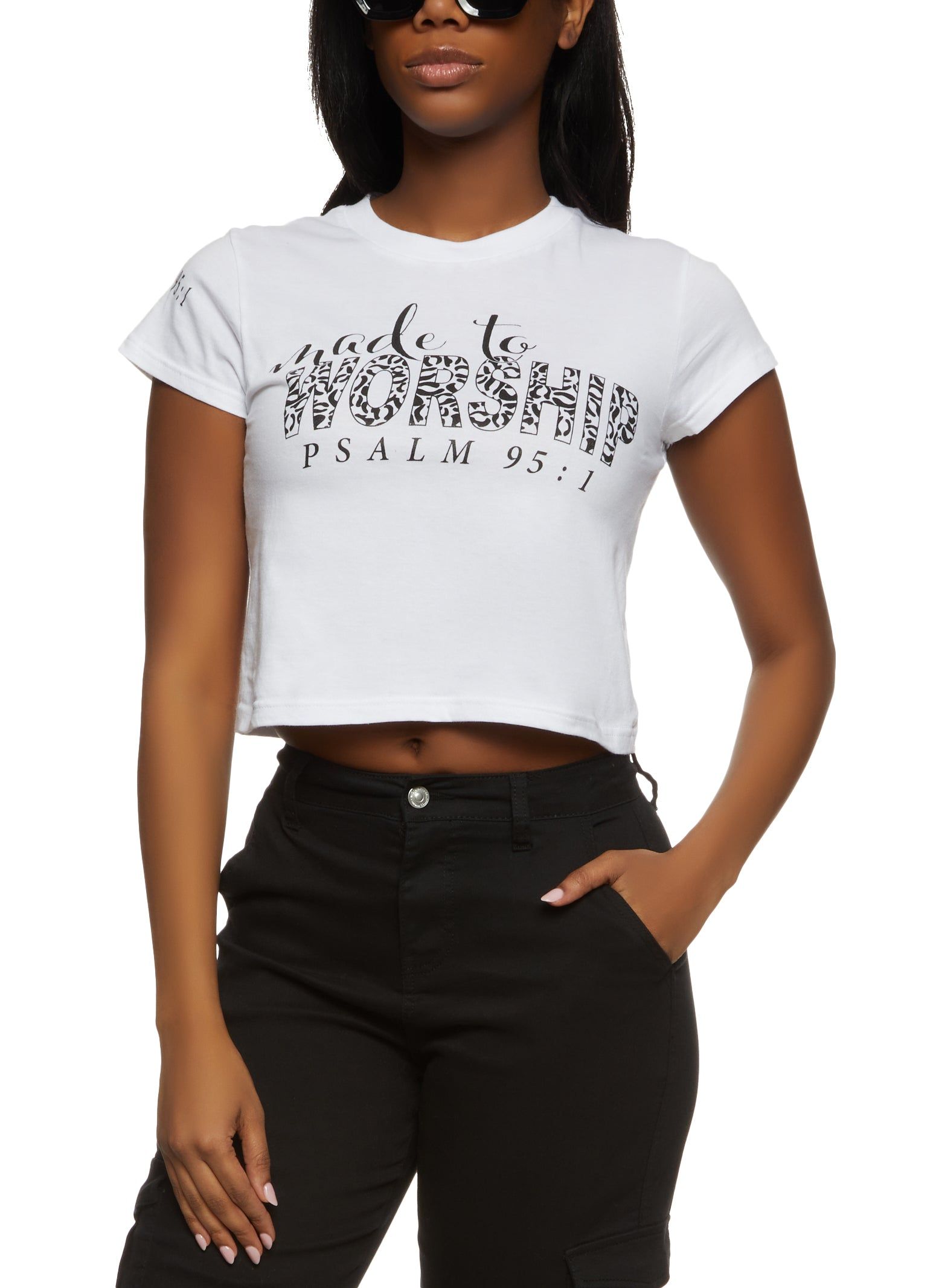 Made to Worship Cropped Animal Print Graphic Tee sold by Rainbow