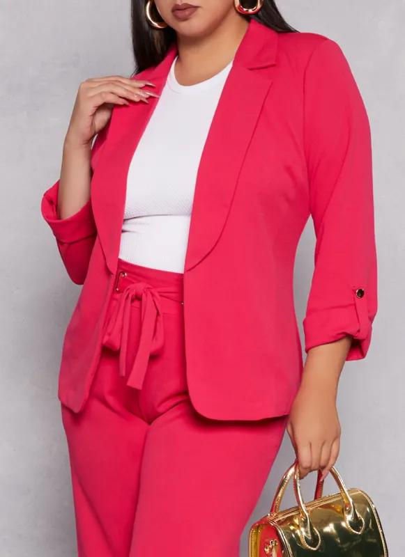 Plus Size Crepe Knit Fixed Cuff Blazer sold by Rainbow