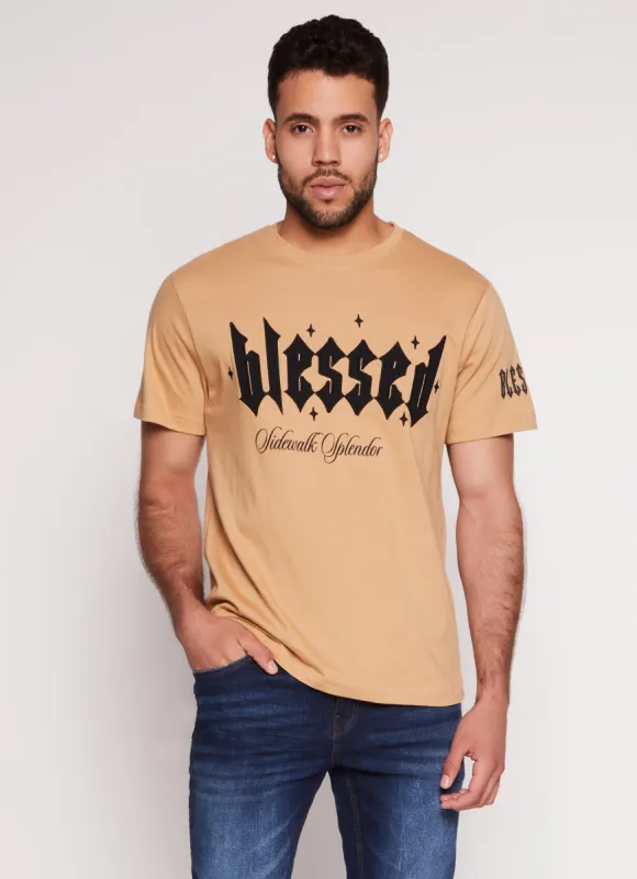 Mens Blessed Short Sleeve Graphic Tee made by Rainbow