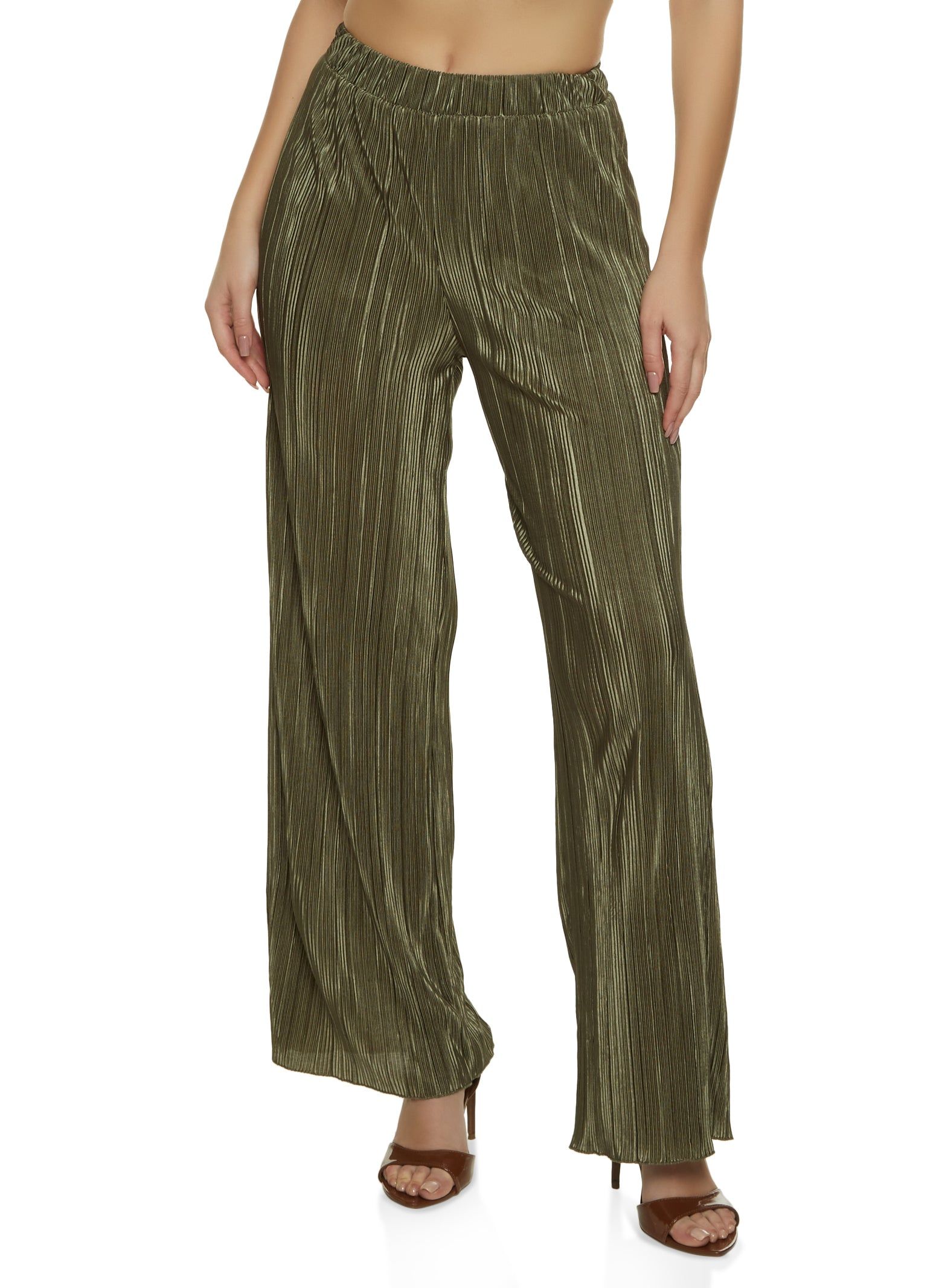 Plisse High Waisted Wide Leg Pants sold by Rainbow