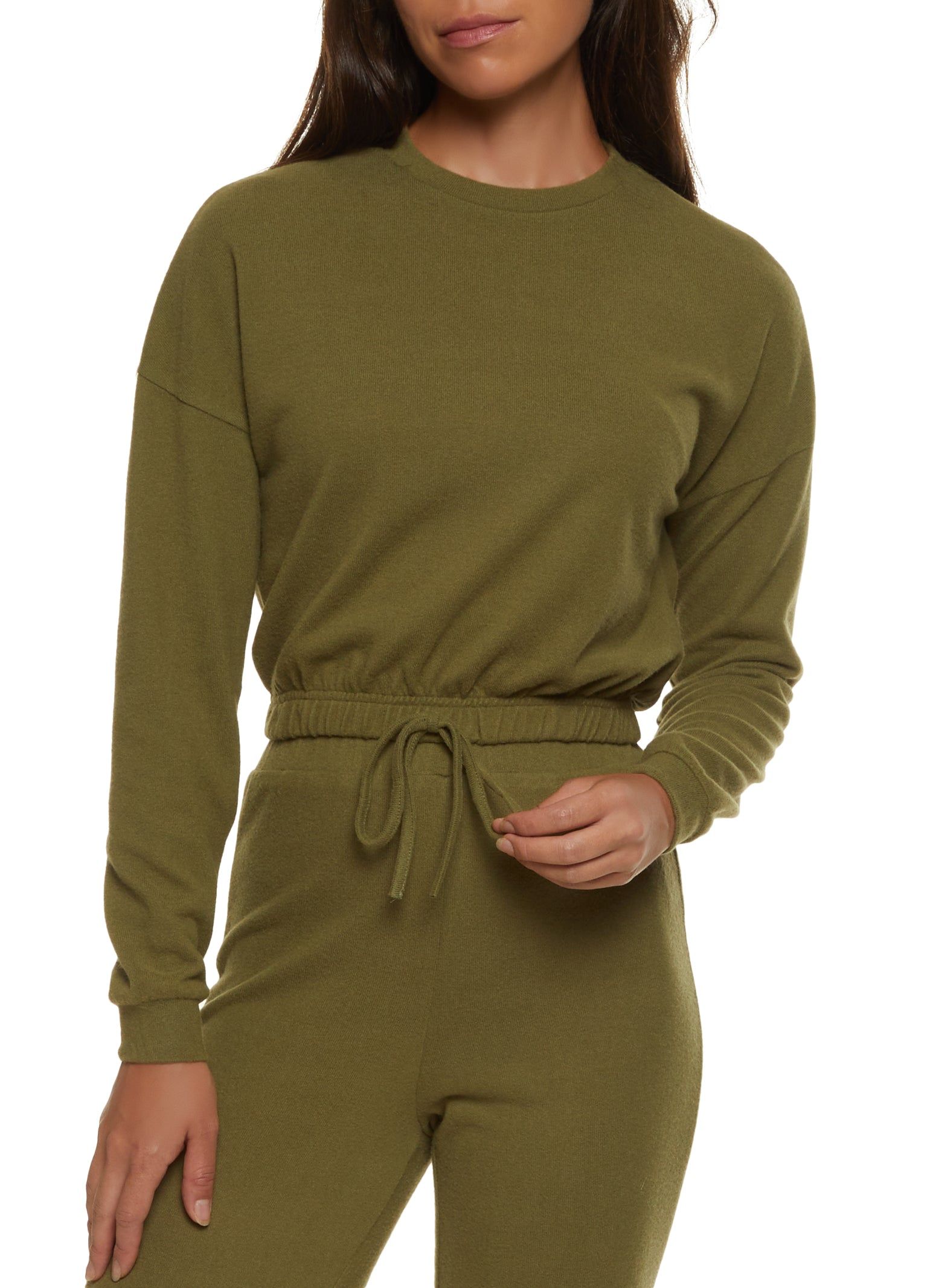 Fleece Drawstring Hem Pullover Sweatshirt sold by Rainbow