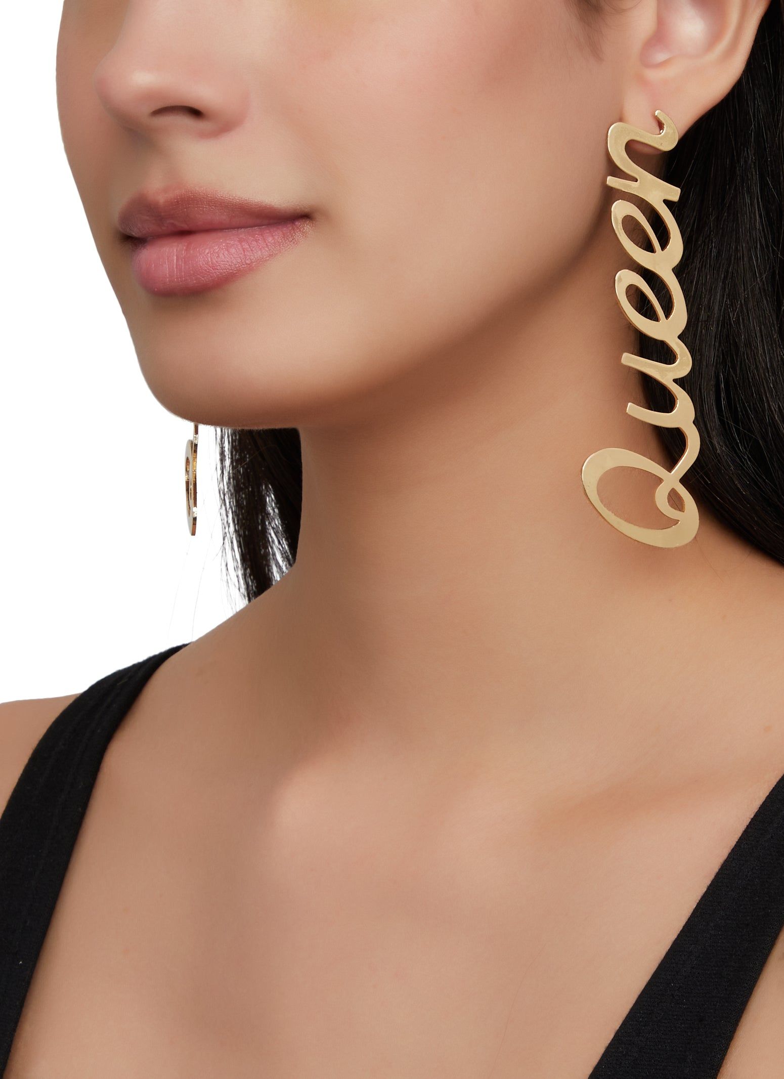 Queen Metallic Drop Earrings sold by Rainbow