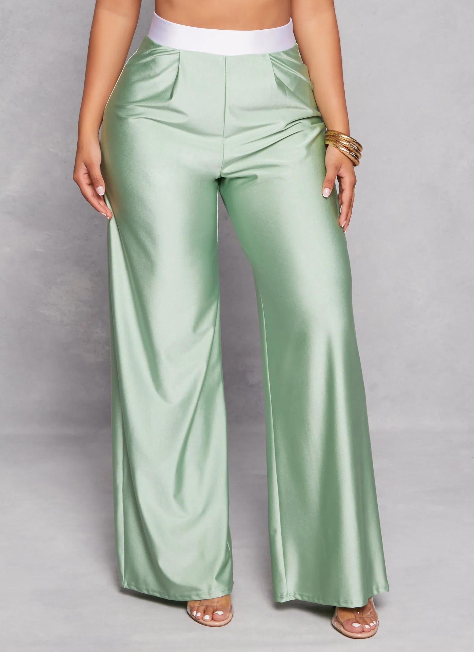 Elastic Waistband Pleated Wide Leg Pants sold by Rainbow product image thumbnail 2