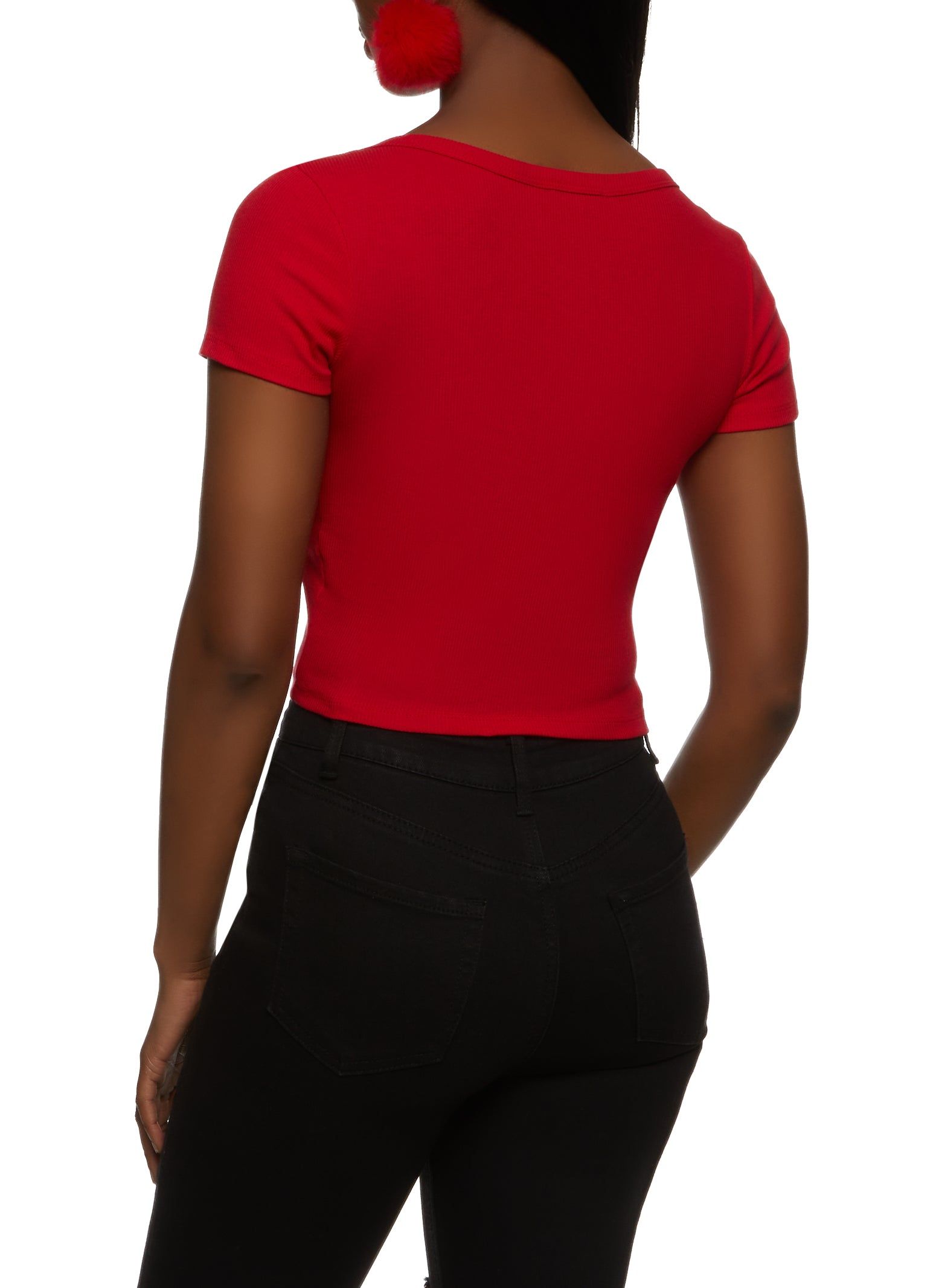 Rib Knit Scoop Neck Crop Top sold by Rainbow product image thumbnail 2