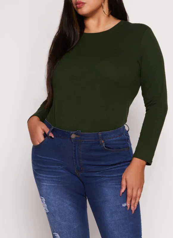 Plus Size Ambiance Long Sleeve Basic T Shirt sold by Rainbow