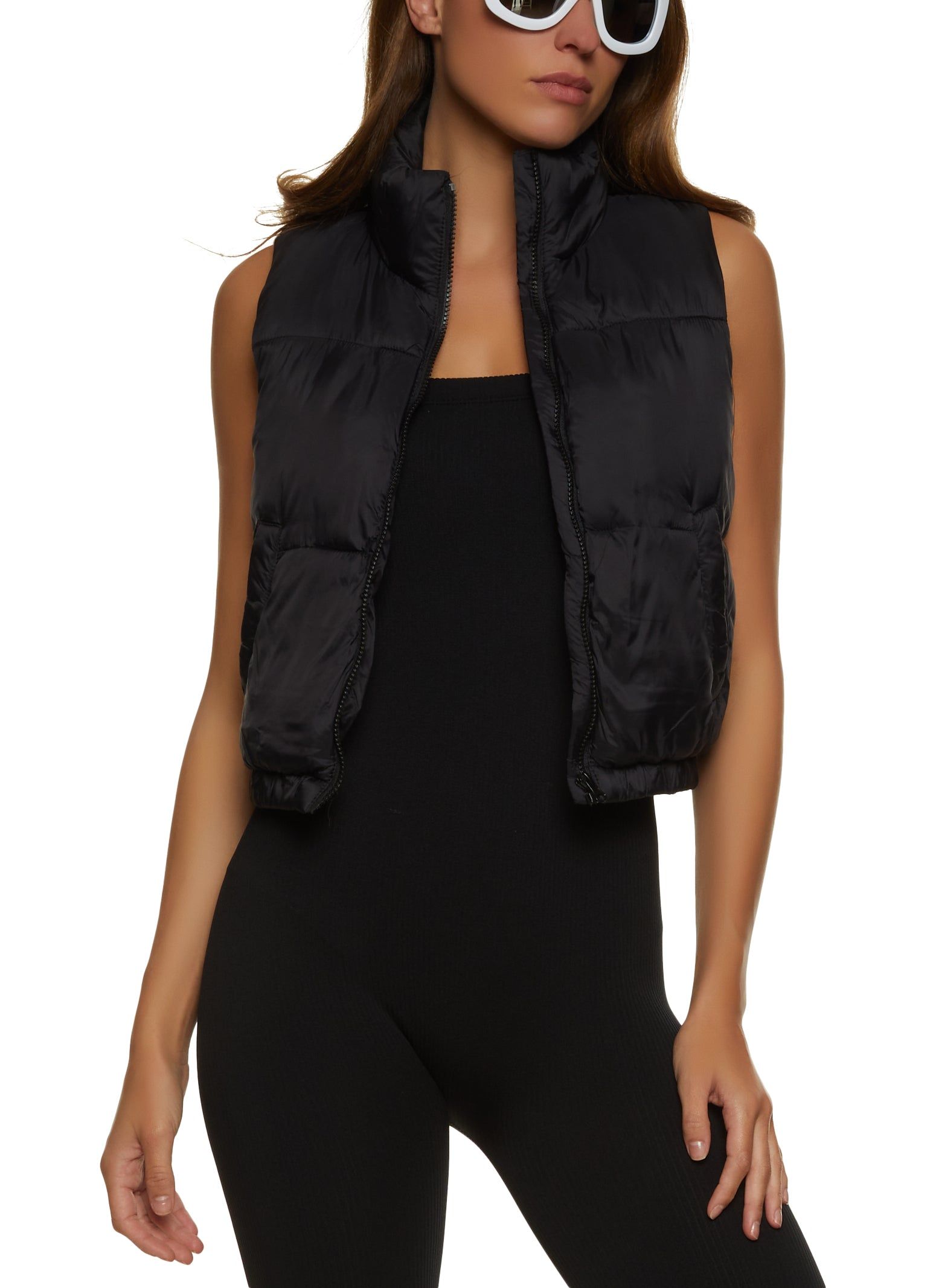 Nylon Mock Neck Puffer Vest sold by Rainbow