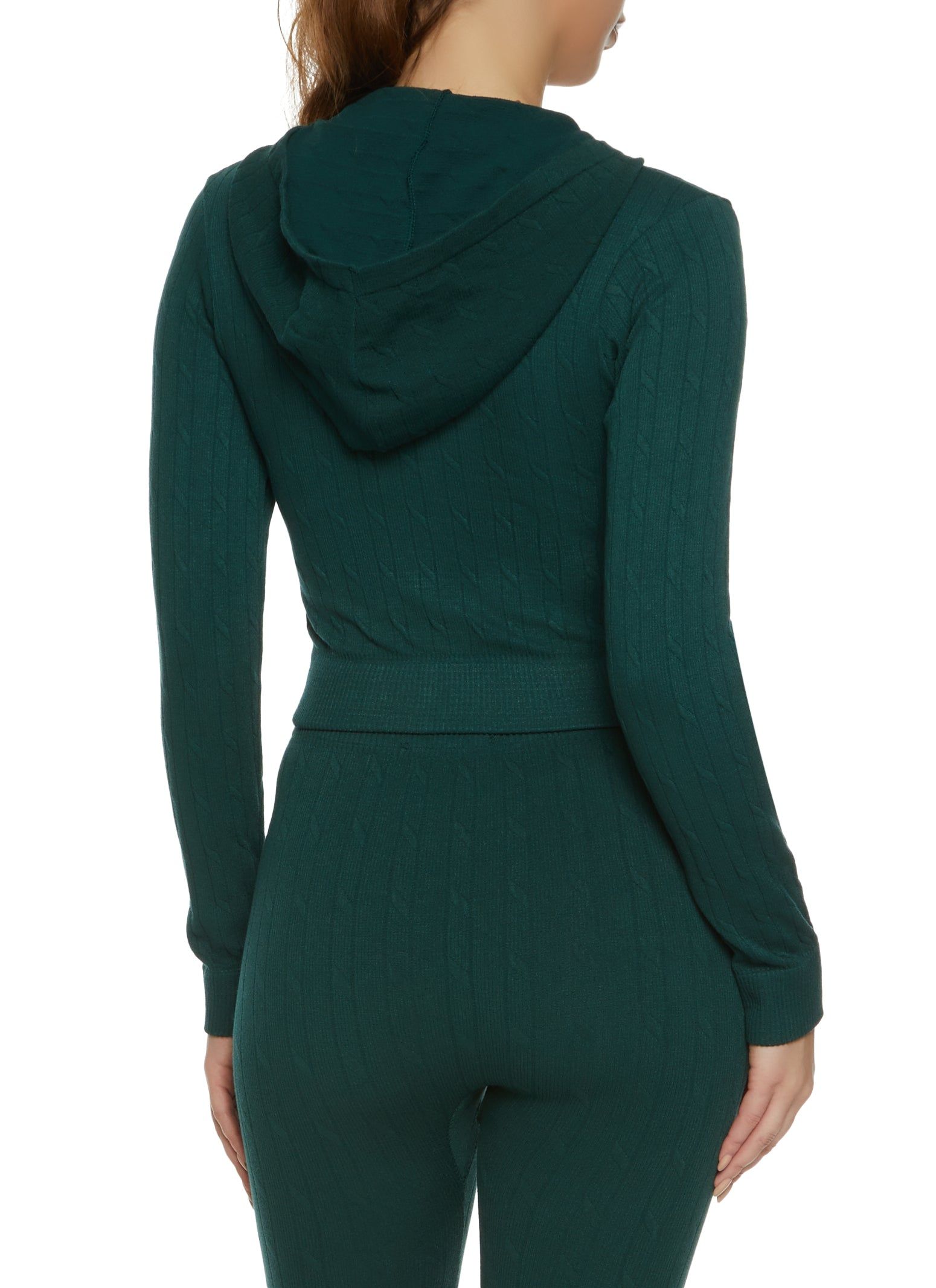 Seamless Cable Knit Cropped Hoodie sold by Rainbow product image thumbnail 3