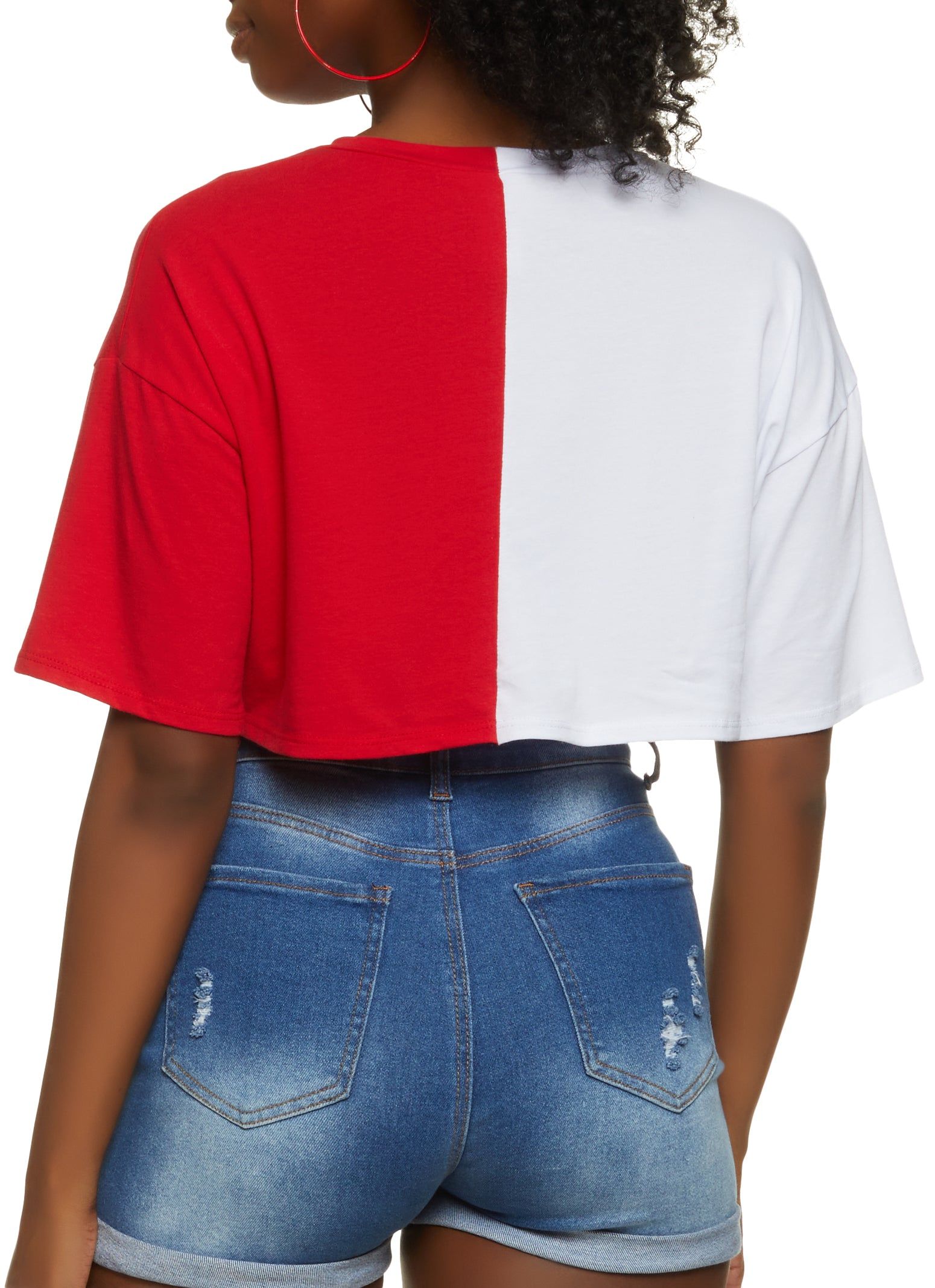 Two Tone Good Vibes Graphic Cropped Tee sold by Rainbow product image thumbnail 2