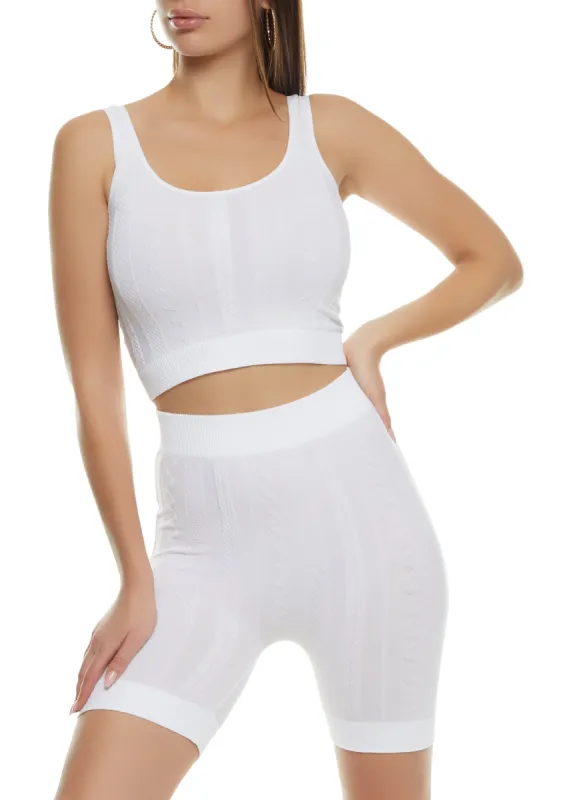 Seamless Cable Knit Tank Top and Biker Shorts sold by Rainbow