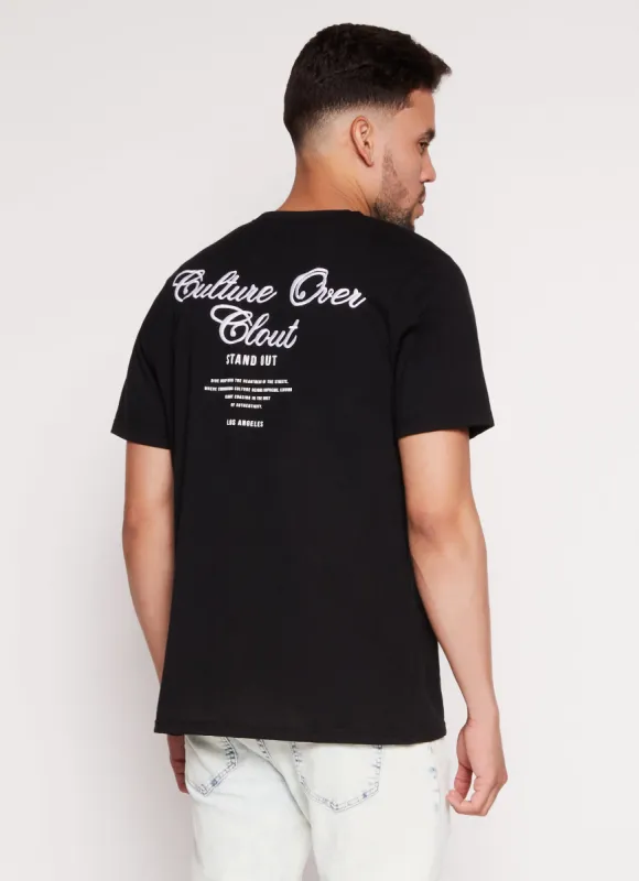 Mens Culture Over Clout Embroidered Graphic Tee sold by Rainbow
