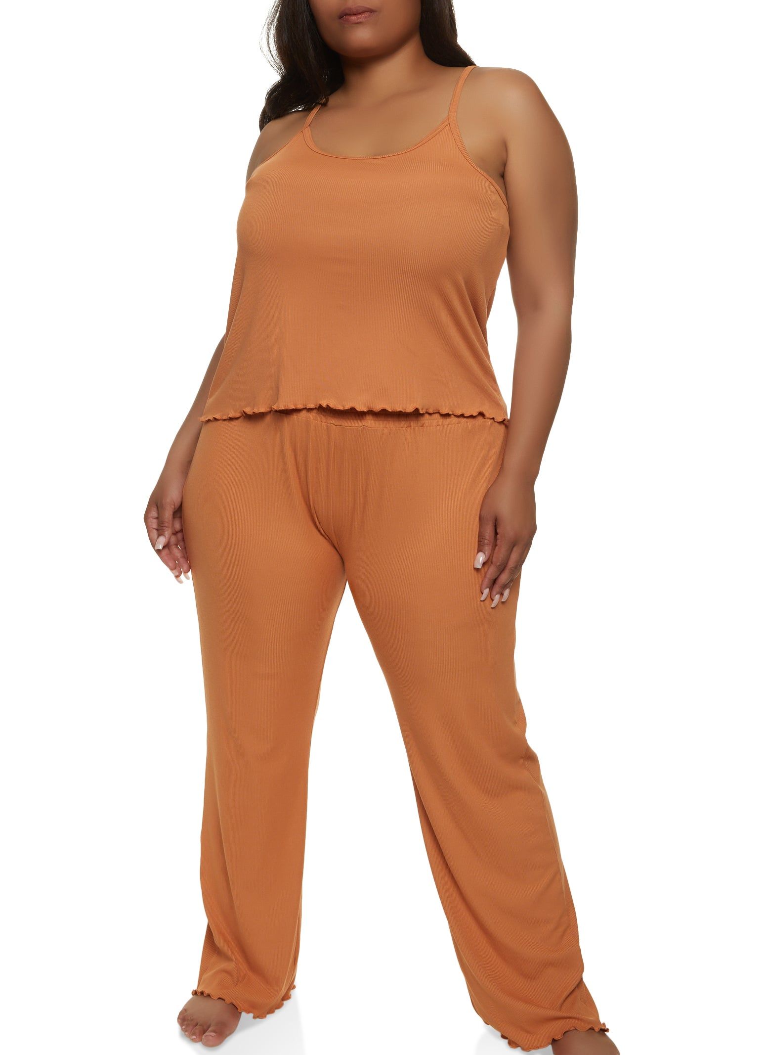 Plus Size Lettuce Edge Pajama Cami and Pants sold by Rainbow