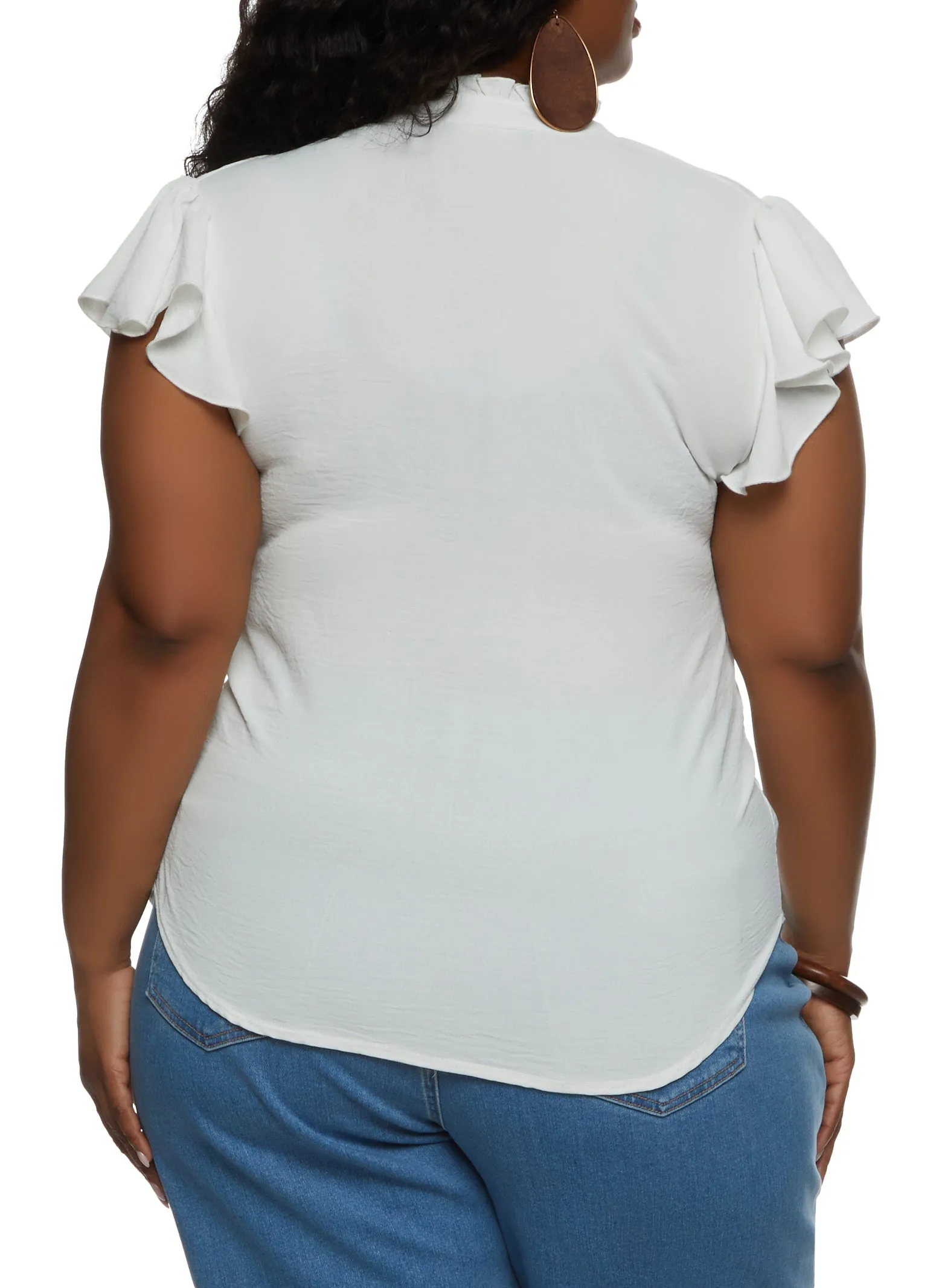 Plus Size Crepe Knit Flutter Sleeve Blouse sold by Rainbow product image thumbnail 2