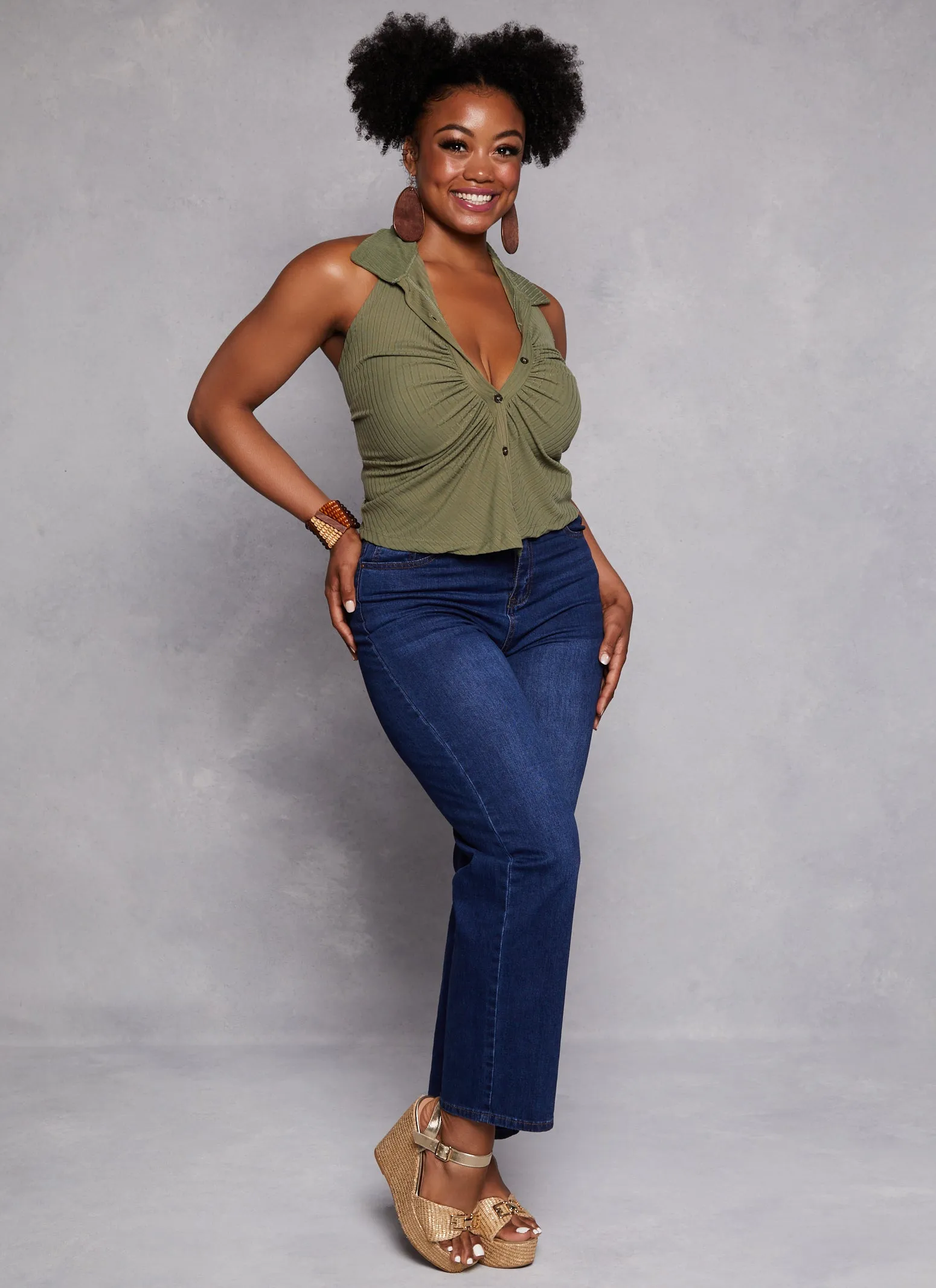 Plus Size Button Down Halter Top sold by Rainbow product image thumbnail 2