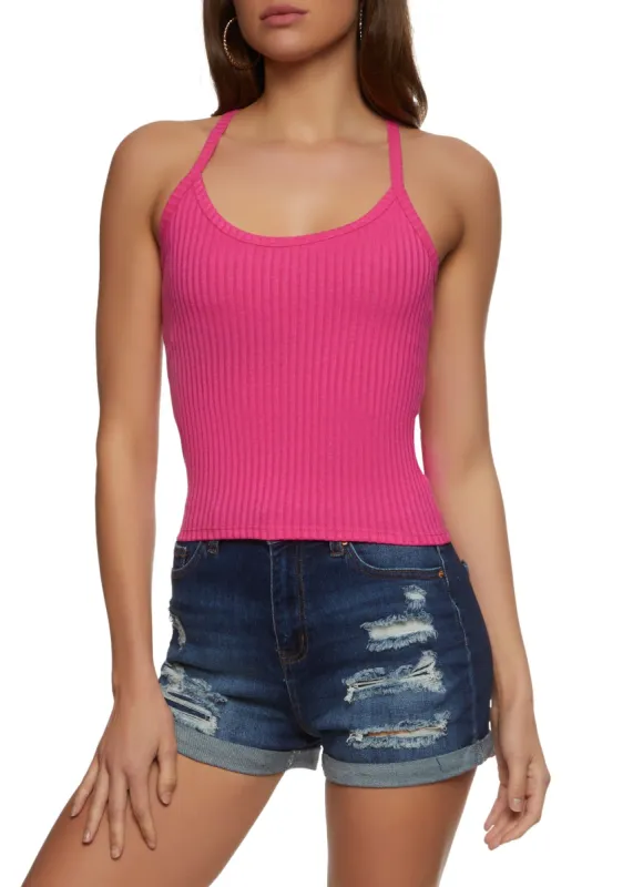 Ribbed Knit Scoop Neck Cami sold by Rainbow