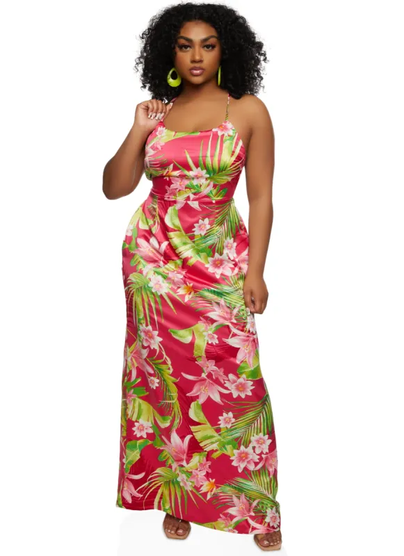 Haute Monde Tropical Print Cami Maxi Dress sold by Rainbow