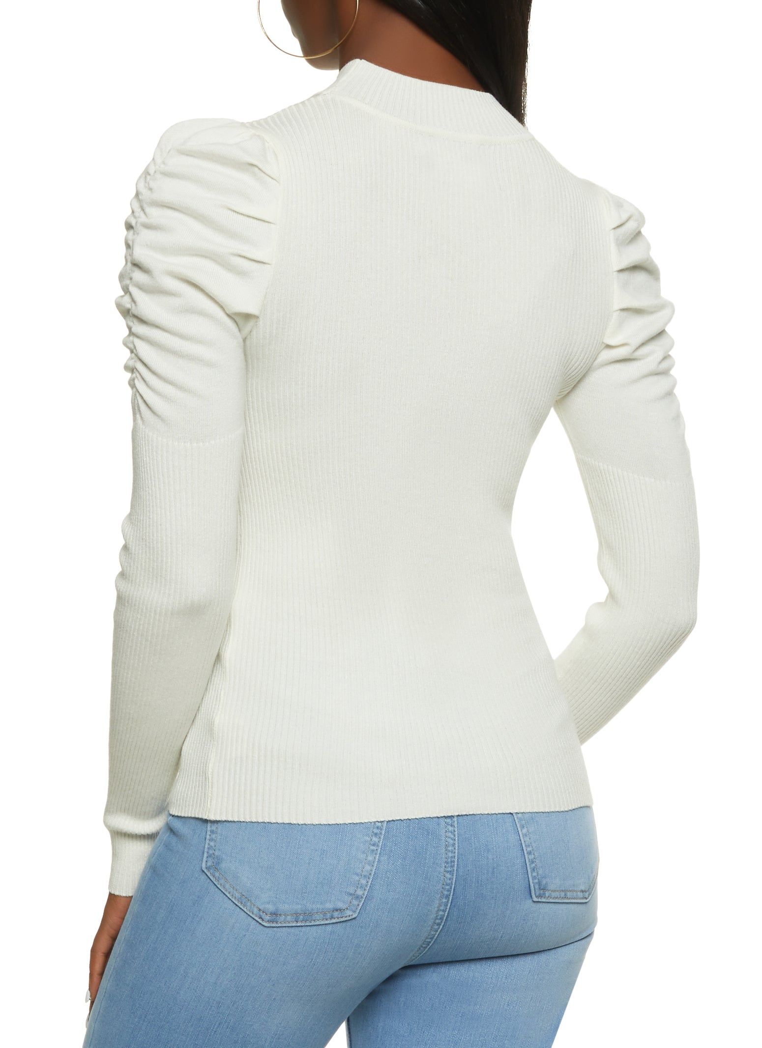 Long Puff Sleeve Mock Neck Sweater sold by Rainbow product image thumbnail 2