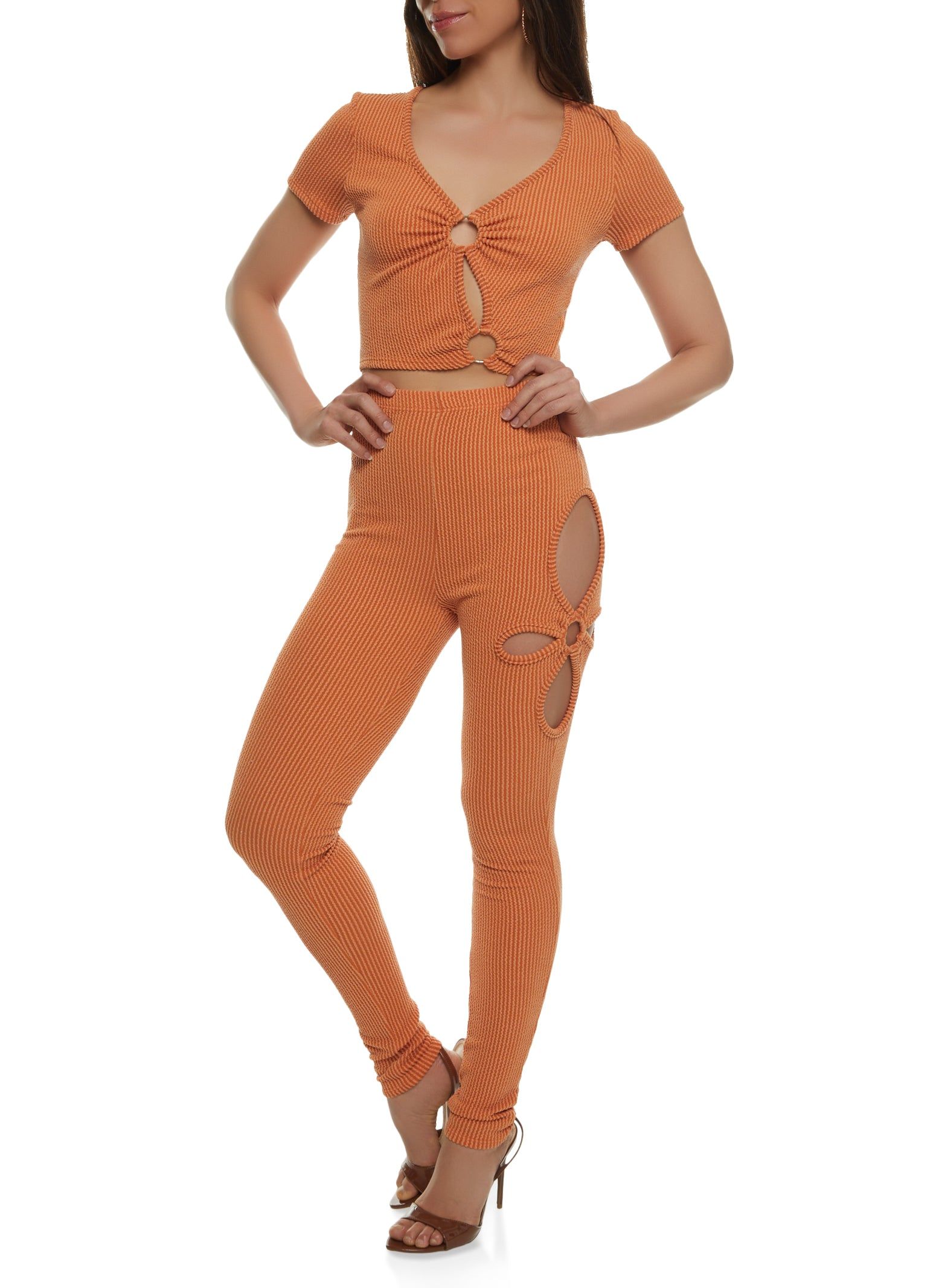 Ribbed O Ring Cut Out Crop Top sold by Rainbow product image thumbnail 2