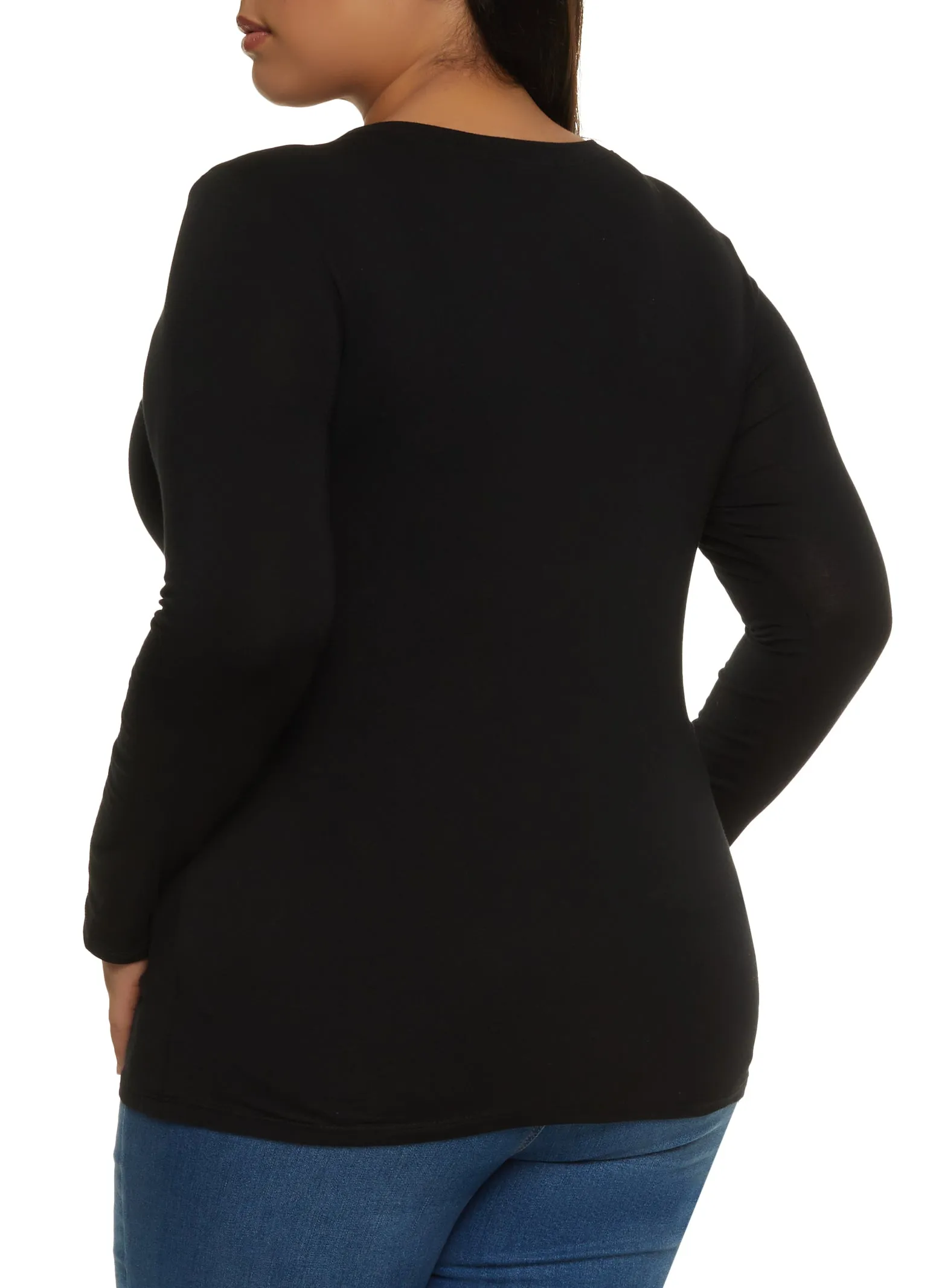 Plus Size Basic Crew Neck Long Sleeve Tee sold by Rainbow product image thumbnail 2