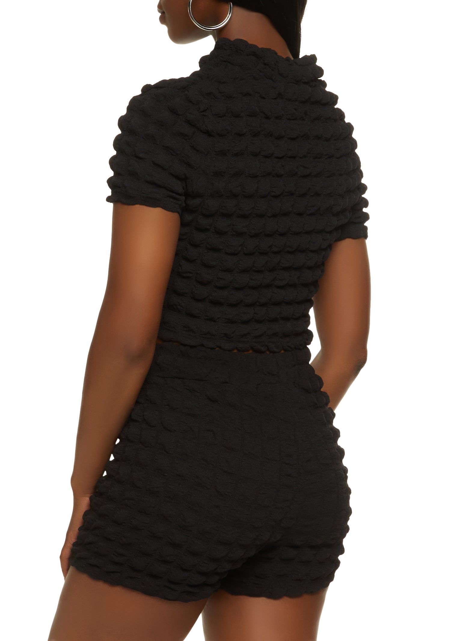 Bubble Knit Zip Up Crop Top and Shorts sold by Rainbow product image thumbnail 3