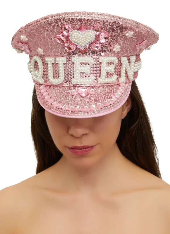 Queen Sequin Studded Captain Hat sold by Rainbow